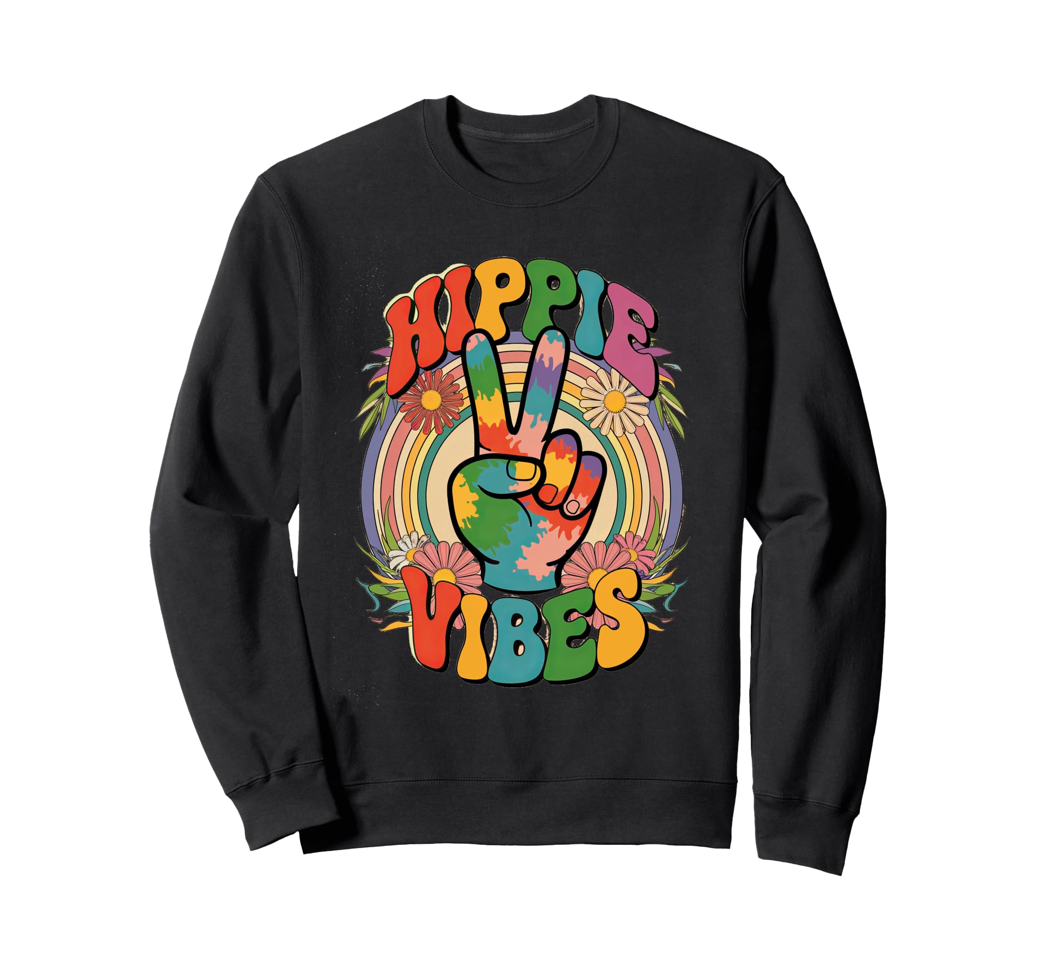 Groovy Hippie Vibes Flower Power Sweatshirt - Custom Art Print for Adults - T-Shirt, Sweatshirt, Hoodie