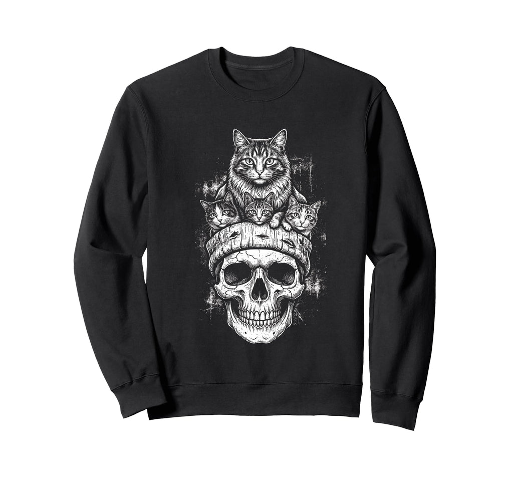 Skull Cat Skeleton Kitty Kitten Sweatshirt - Aesthetic Graphic Unisex - T-Shirt, Sweatshirt, Hoodie
