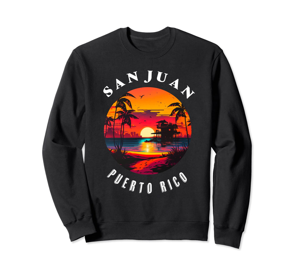 San Juan Puerto Rico 70S Sunset Sweatshirt - Minimalist Print for Adults - T-Shirt, Sweatshirt, Hoodie