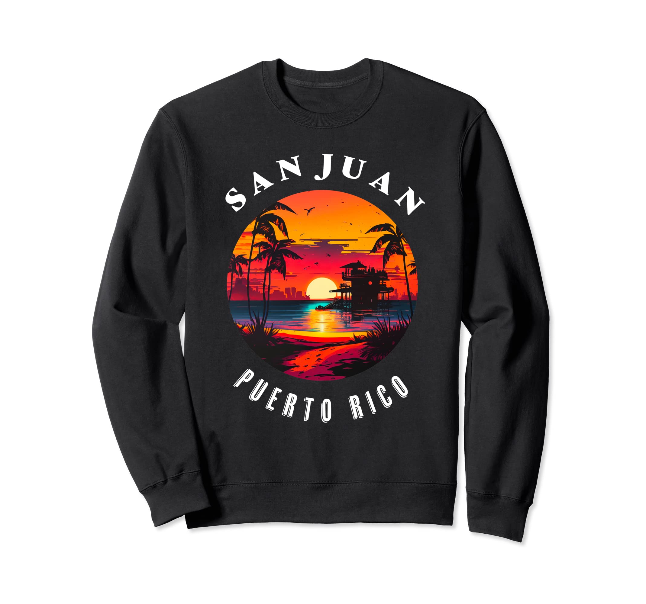 San Juan Puerto Rico 70S Sunset Sweatshirt - Minimalist Print for Adults - T-Shirt, Sweatshirt, Hoodie