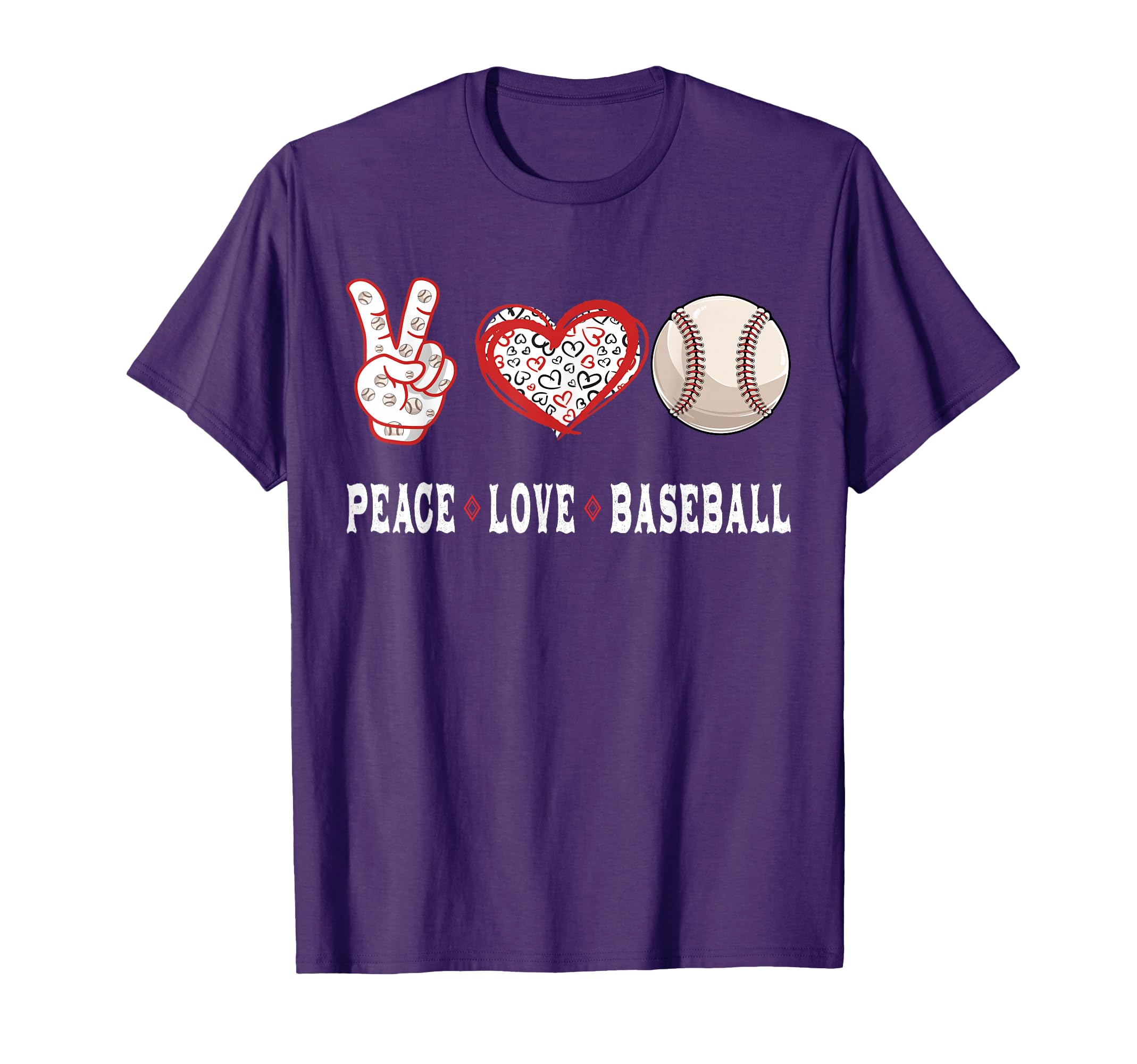 Baseball Lovers Player Fans Peace Love T-Shirt - Trendy Graphic for Adults - T-Shirt, Sweatshirt, Hoodie