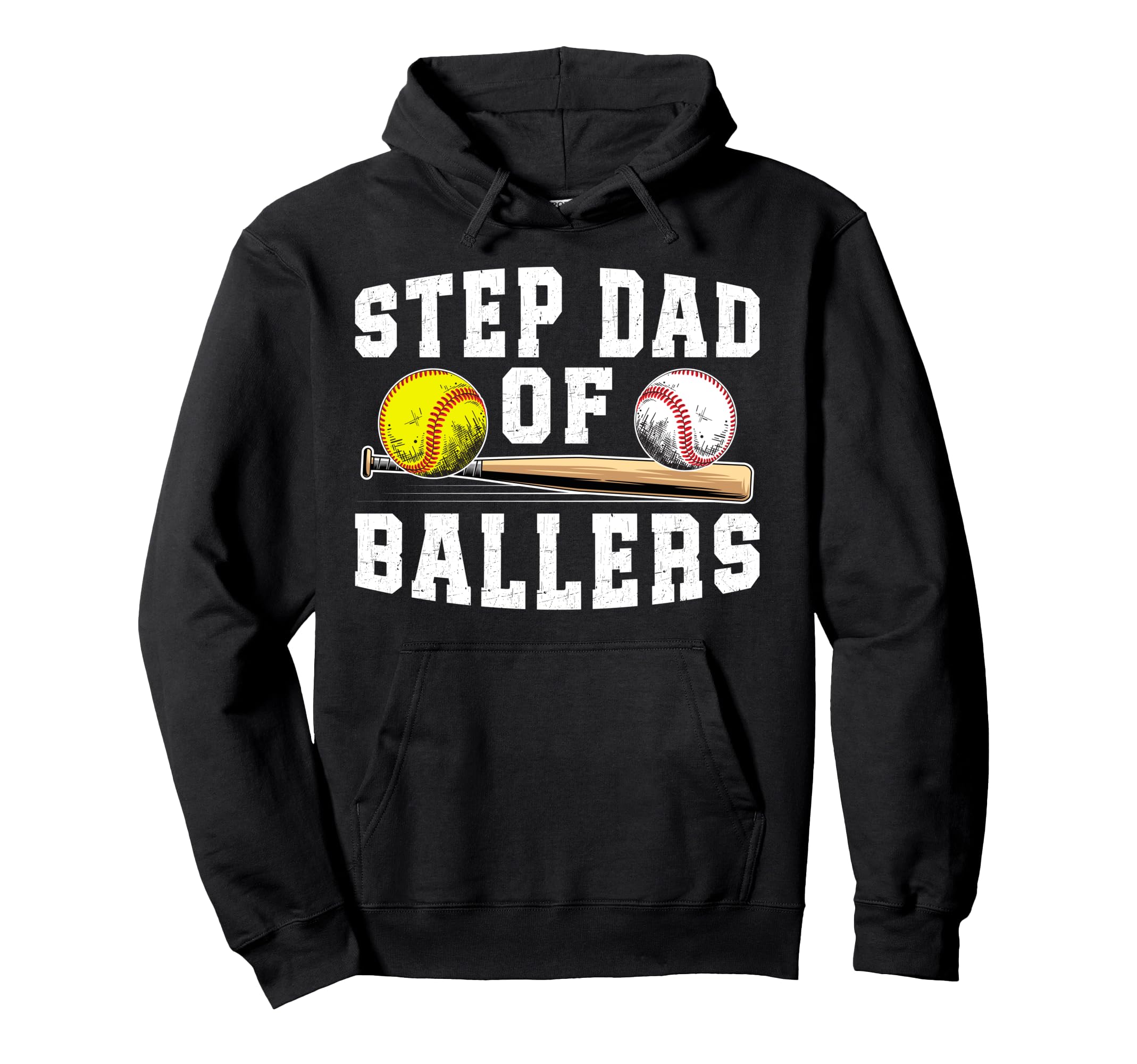 Step Dad Ballers Baseball Softball Hoodie - Unique Graphic Men Women - T-Shirt, Sweatshirt, Hoodie