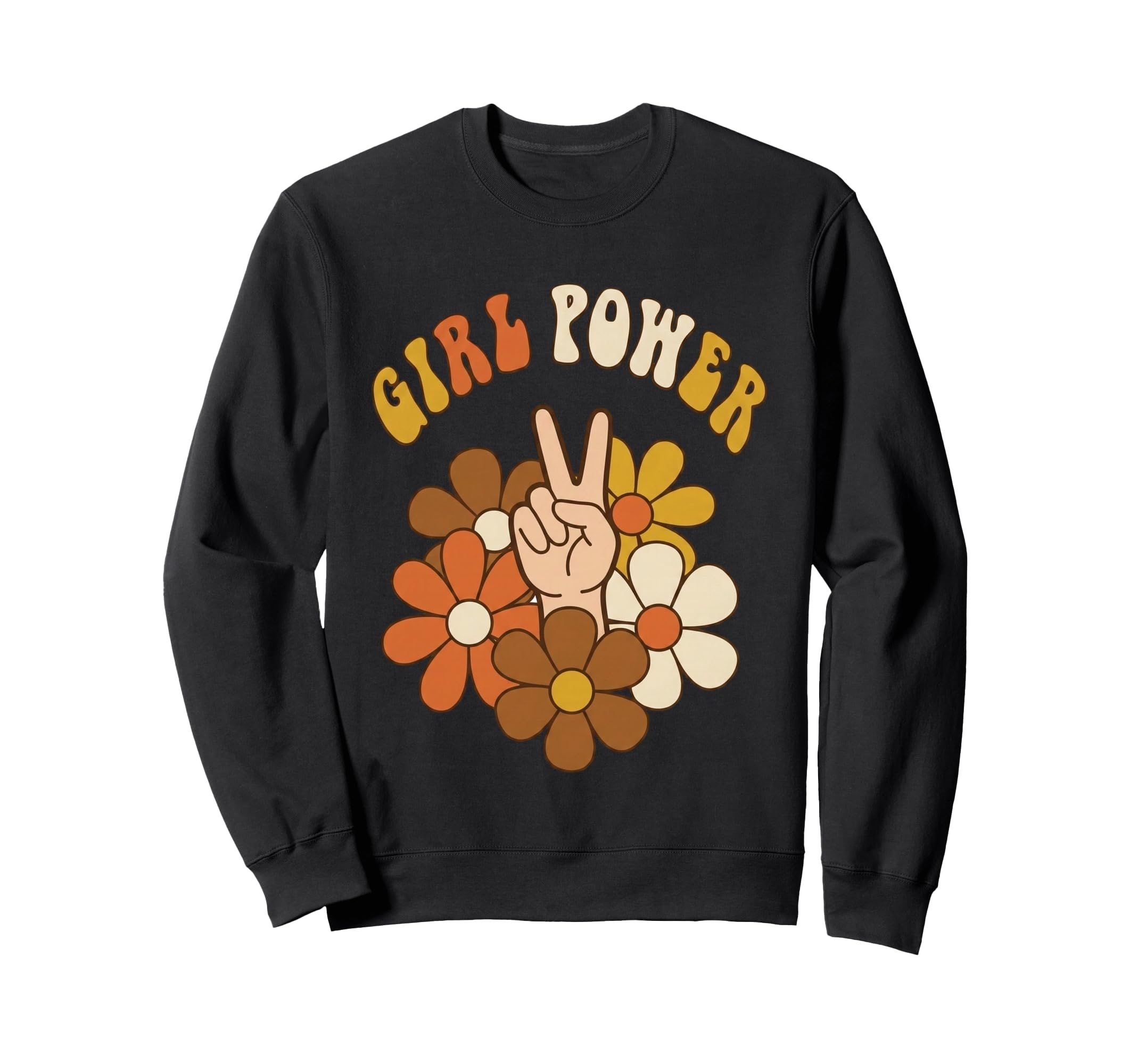 Power 70S Groovy Flower Peace Sign Sweatshirt - Unique Graphic Men Women - T-Shirt, Sweatshirt, Hoodie