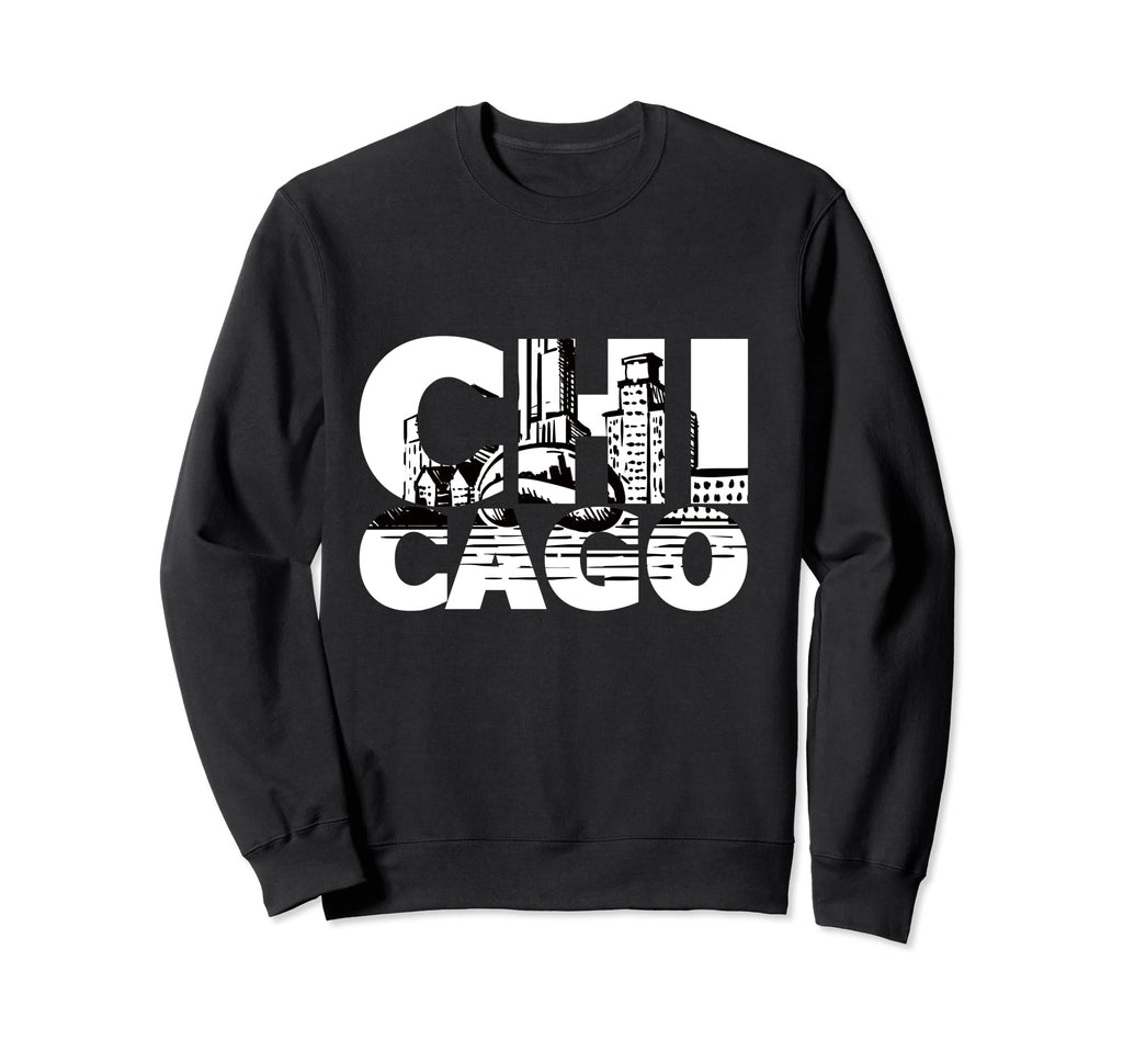 Chicago Distressed Skyline Funny Usa Sweatshirt - Novelty Apparel Men Women - T-Shirt, Sweatshirt, Hoodie