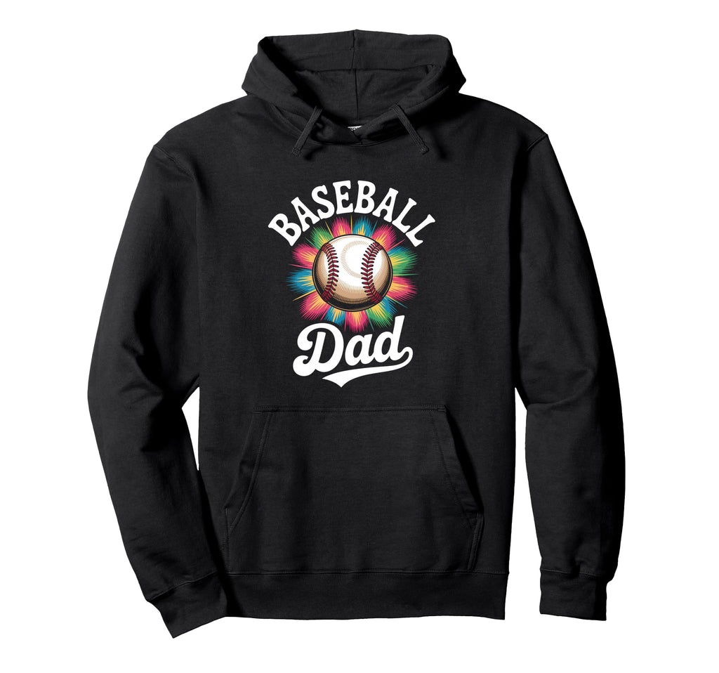 Baseball Dad Tie Dye Colorful Hoodie - Minimalist Print for Adults - T-Shirt, Sweatshirt, Hoodie