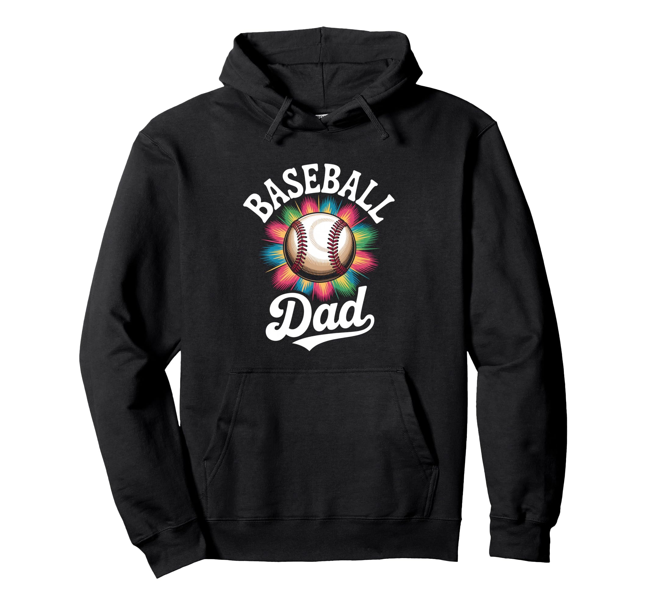 Baseball Dad Tie Dye Colorful Hoodie - Minimalist Print for Adults - T-Shirt, Sweatshirt, Hoodie