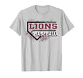 Lions School Spirit Baseball Mom Maroon T-Shirt - Graphic Print for Adults - T-Shirt, Sweatshirt, Hoodie