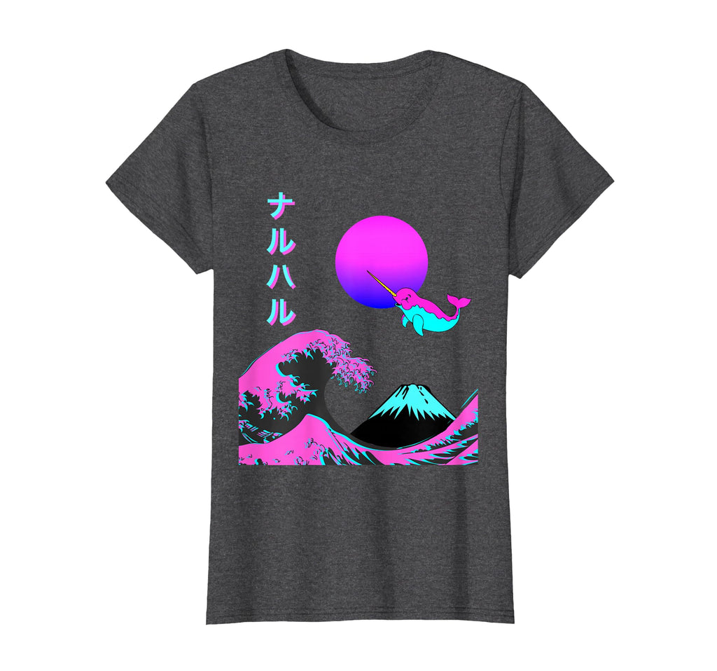 Vaporwave Aesthetic Narwhal T-Shirt - Fun Novelty Design Men Women - T-Shirt, Sweatshirt, Hoodie