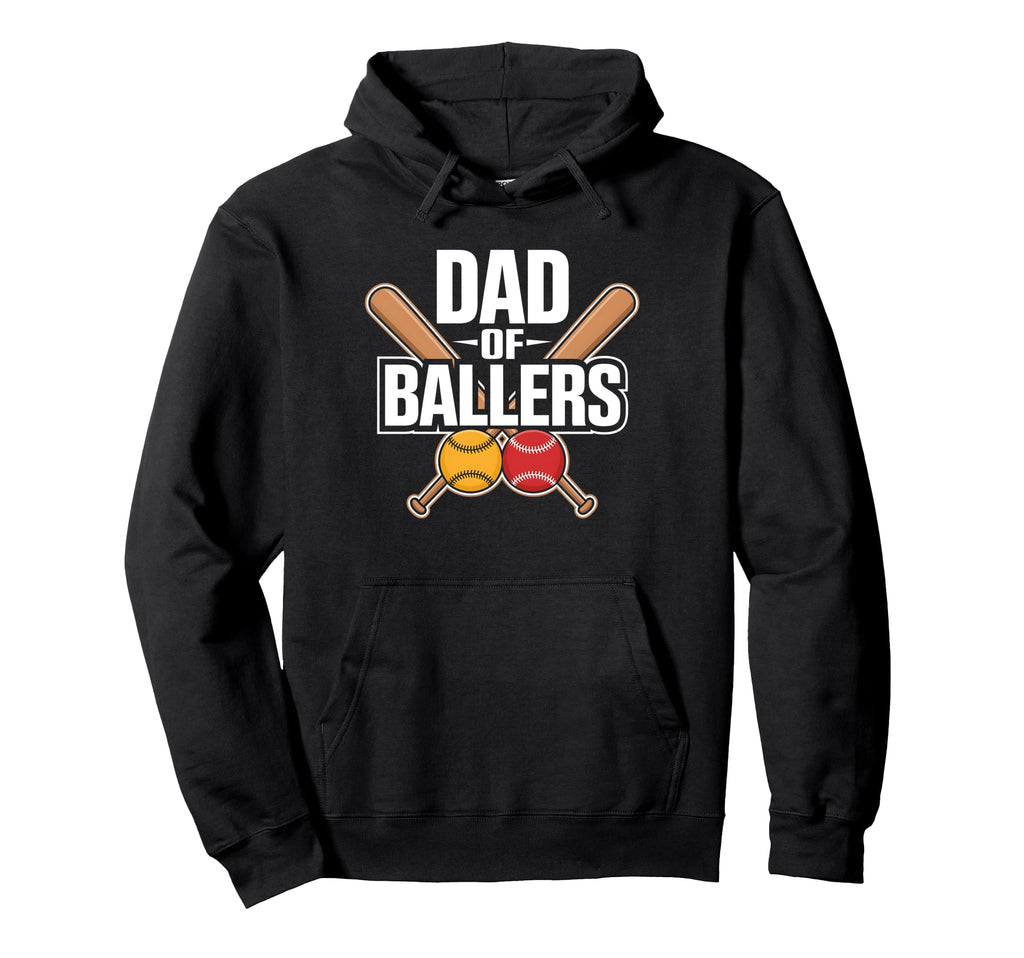 Dad Ballers Baseball Softball Fathers Day Hoodie - Graphic Print Unisex - T-Shirt, Sweatshirt, Hoodie