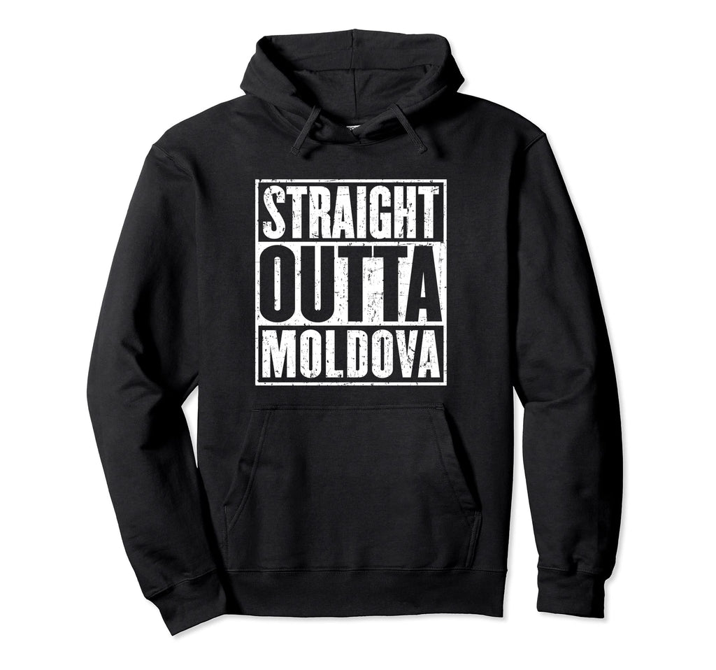 Straight Outta Moldova Distressed Hoodie - Graphic Print Unisex - T-Shirt, Sweatshirt, Hoodie