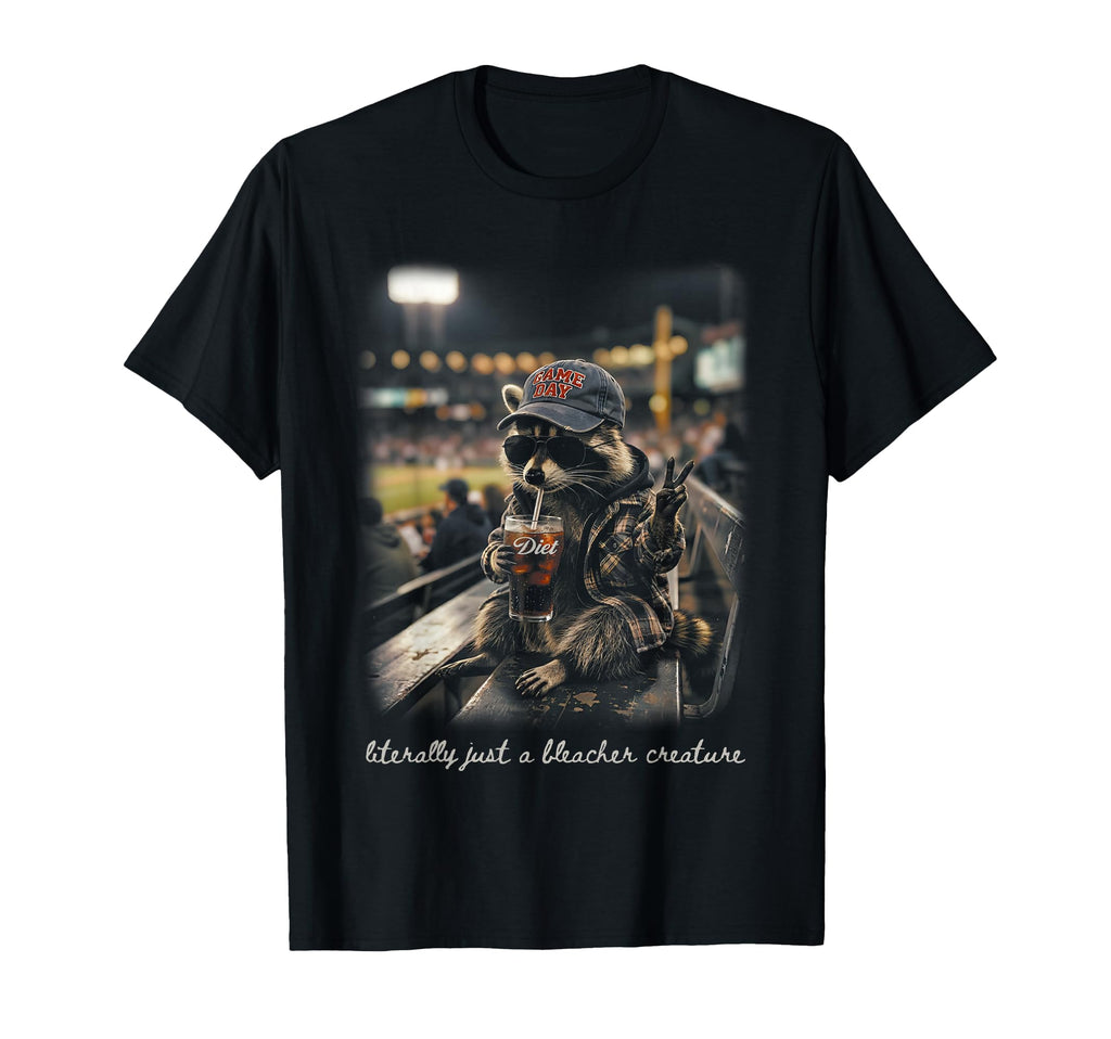 Racoon Funny Ballfield Baseball T-Shirt - Casual Everyday Wear Unisex - T-Shirt, Sweatshirt, Hoodie