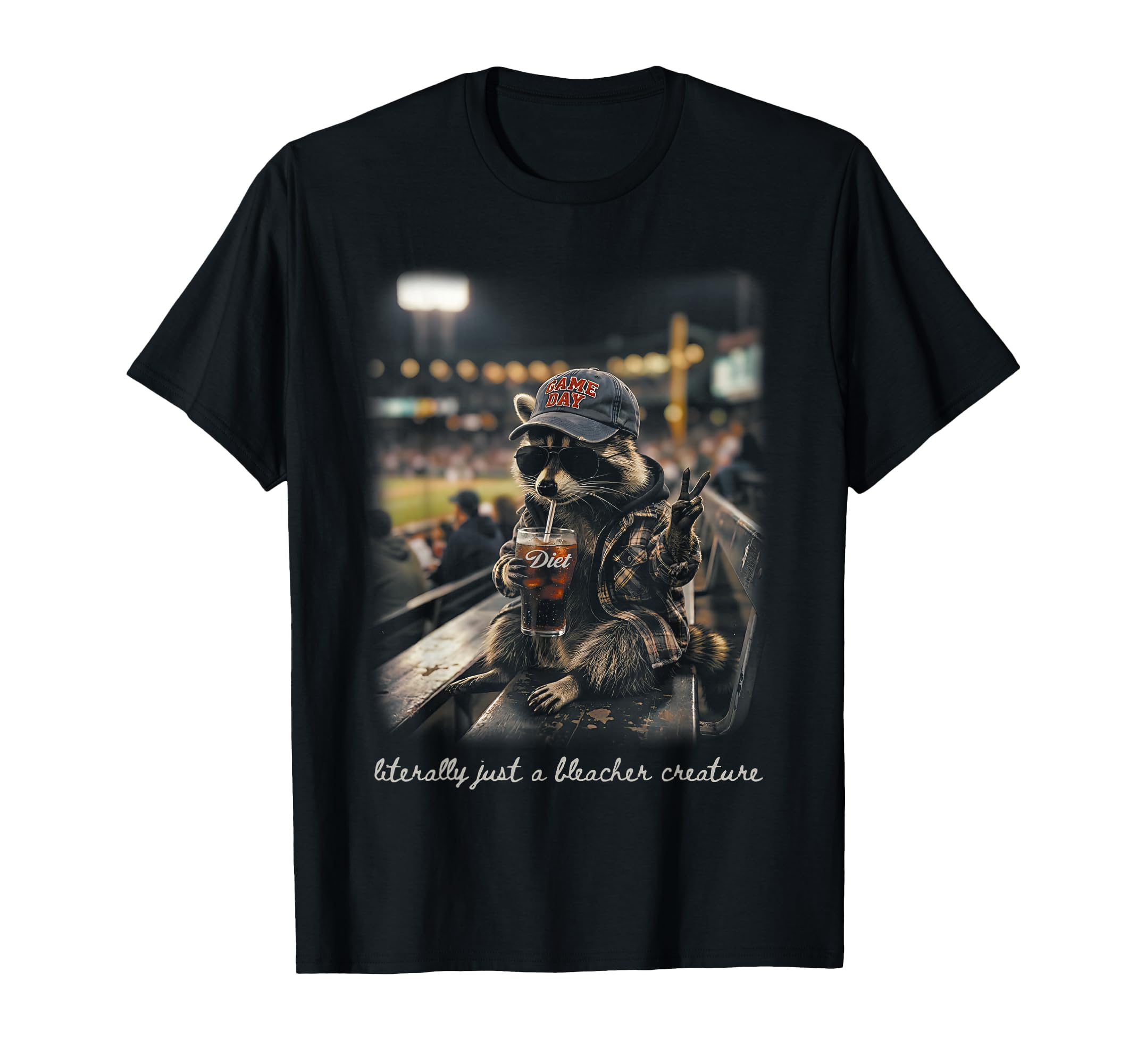 Racoon Funny Ballfield Baseball T-Shirt - Casual Everyday Wear Unisex - T-Shirt, Sweatshirt, Hoodie