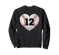 Baseball Number 12 Distressed Heart Sweatshirt - Custom Art Print Unisex - T-Shirt, Sweatshirt, Hoodie