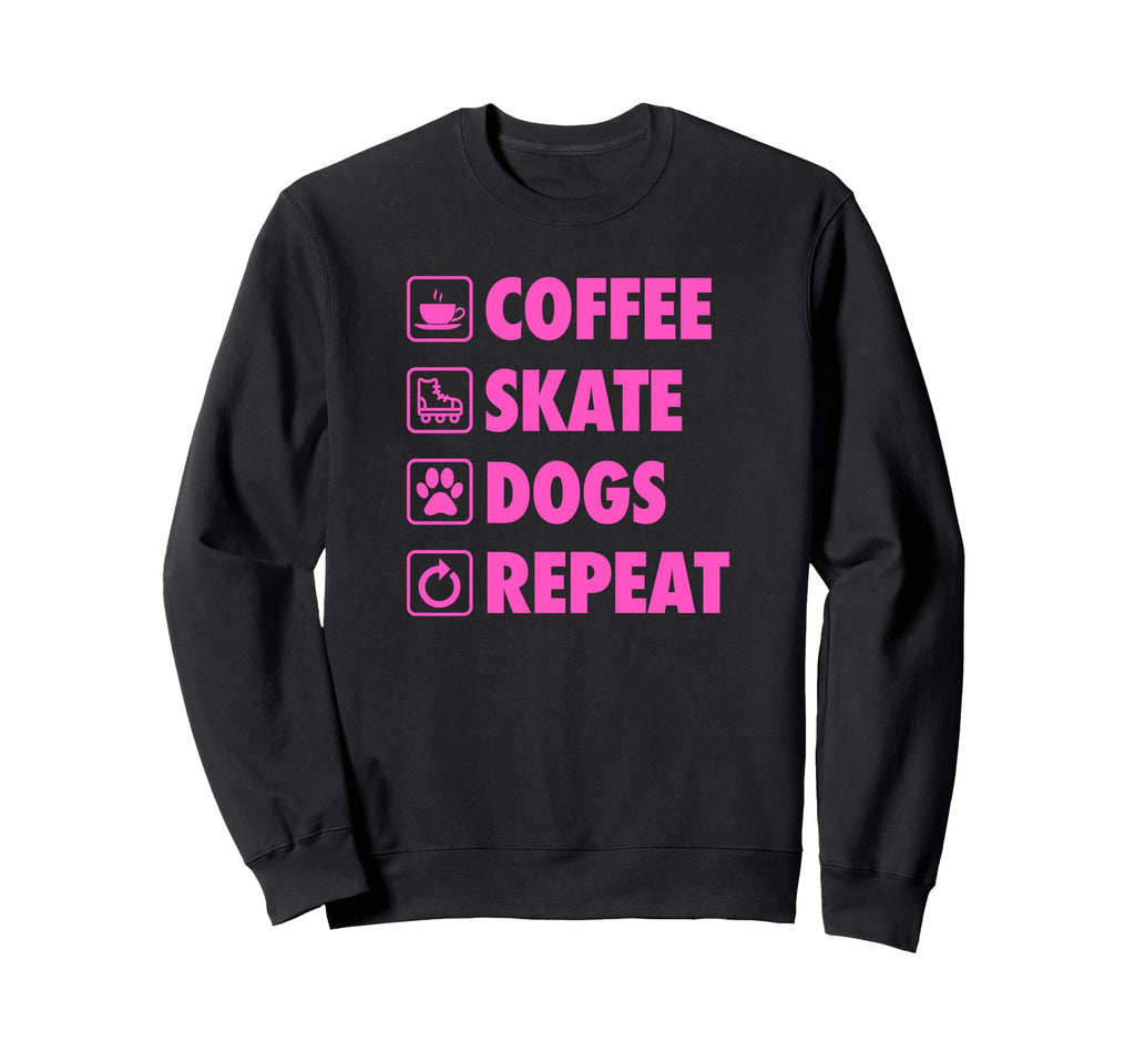 Coffee Skate Dogs Repeat Roller Sweatshirt - Trendy Graphic Men Women - T-Shirt, Sweatshirt, Hoodie