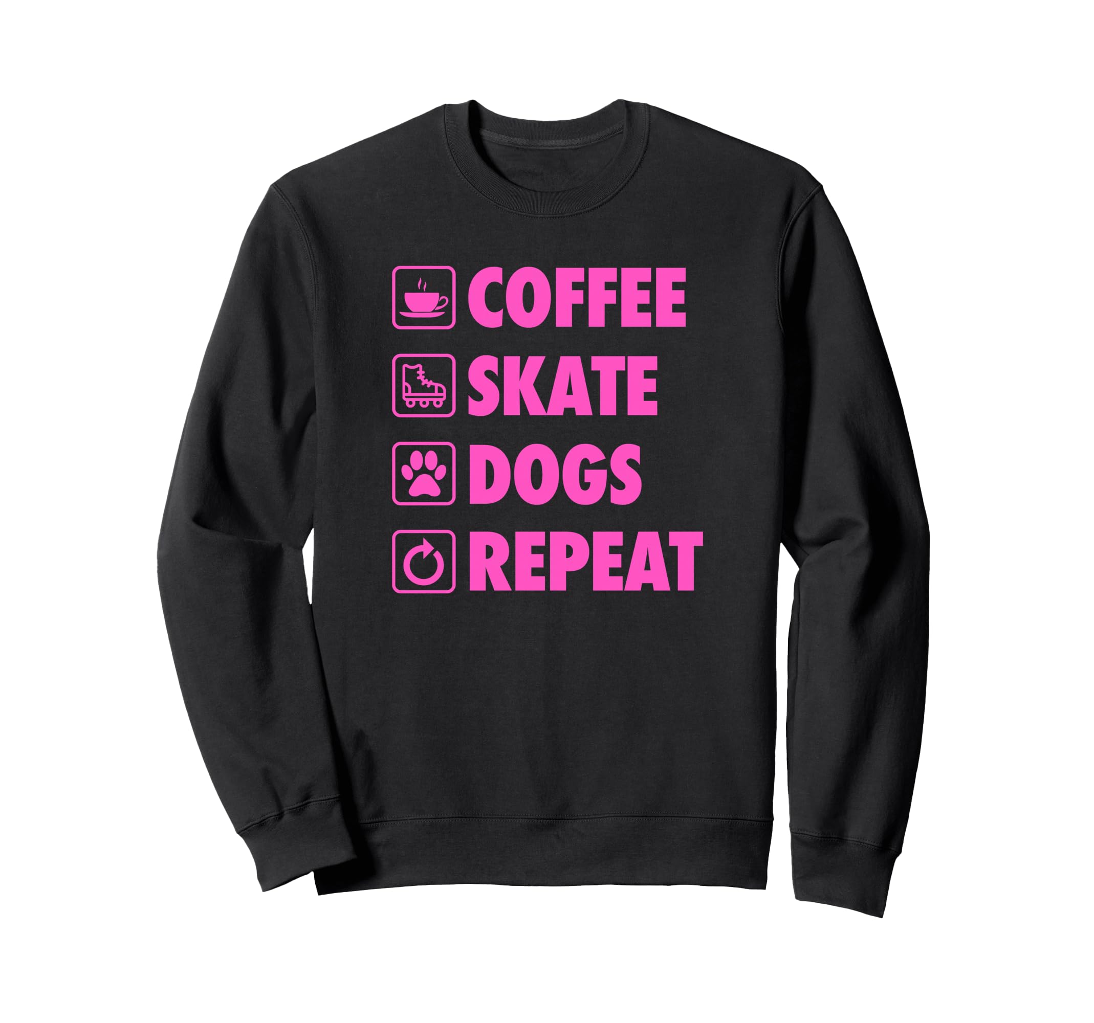 Coffee Skate Dogs Repeat Roller Sweatshirt - Trendy Graphic Men Women - T-Shirt, Sweatshirt, Hoodie