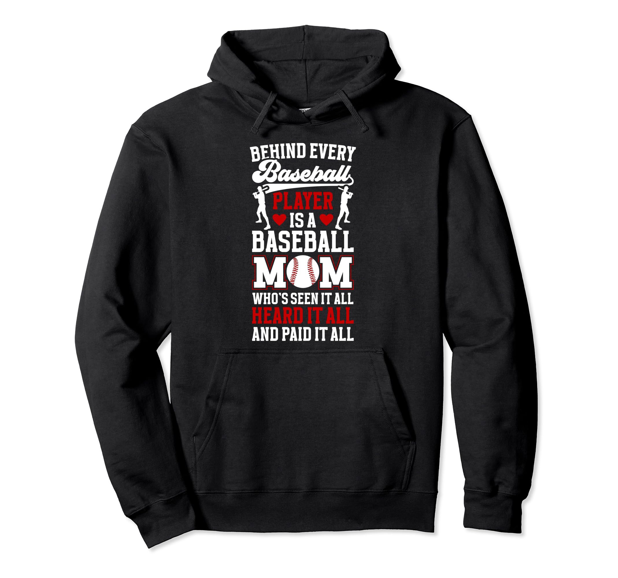 Funny Baseball Mom Baseball Player Mama Hoodie - Minimalist Print Men Women - T-Shirt, Sweatshirt, Hoodie