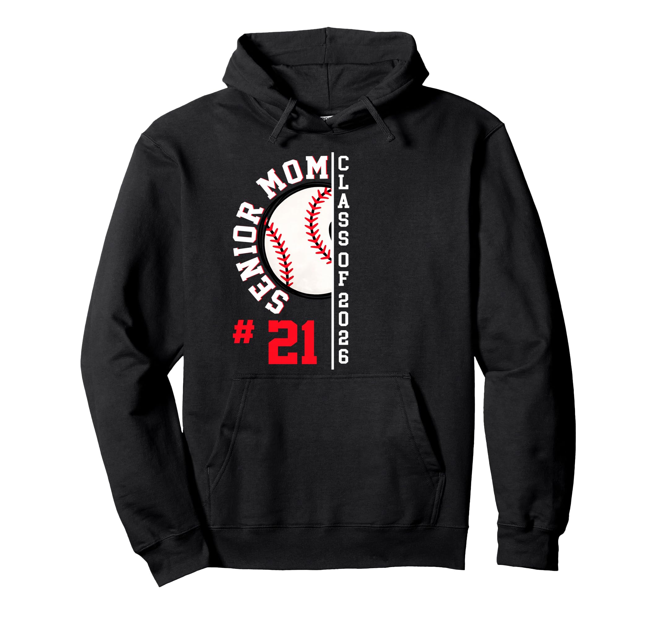 Senior Mom Class 2026 Baseball Hoodie - Aesthetic Graphic for Adults - T-Shirt, Sweatshirt, Hoodie