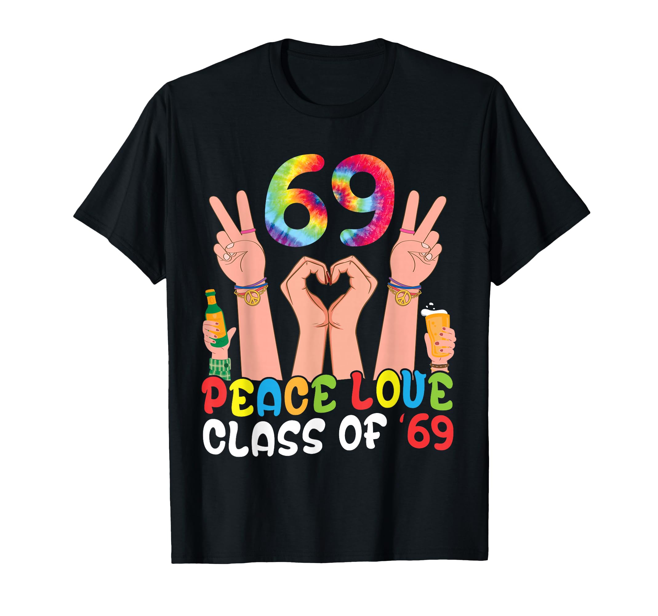 Peace Love Class 69 Tie Dye 1969 T-Shirt - Graphic Print for Adults - T-Shirt, Sweatshirt, Hoodie