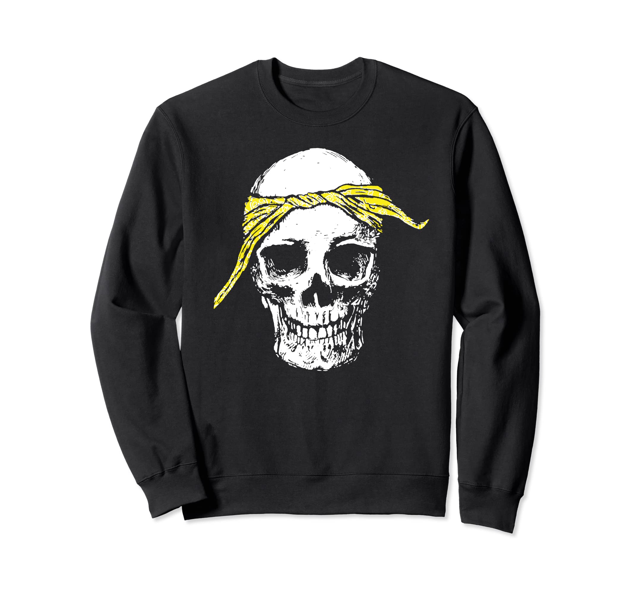 Hiphop Skull Yellow Do Rag Bandana Sweatshirt - Minimalist Print Men Women - T-Shirt, Sweatshirt, Hoodie