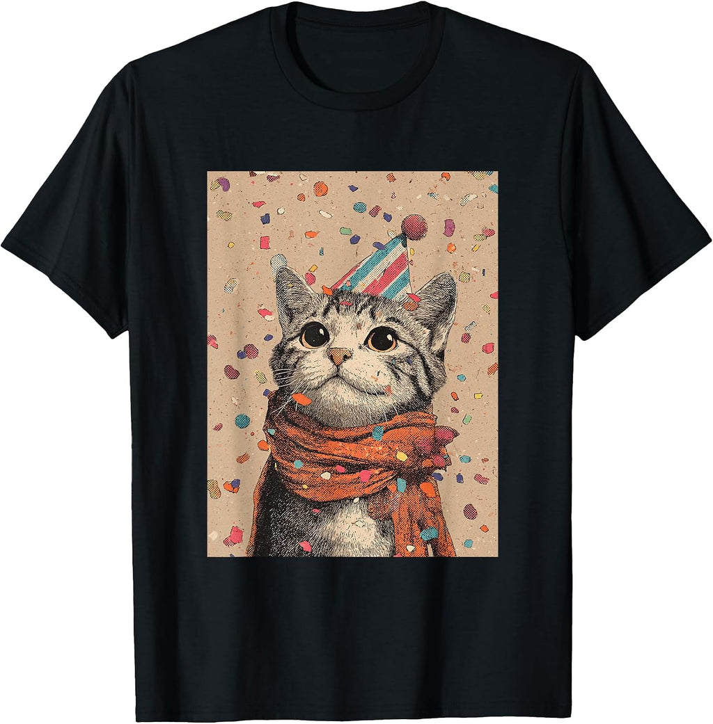 Cat Animal Birthday Party Hat Apparel - Adult & Kids T-Shirts, Sweatshirts & Hoodies apparel design preview 1
