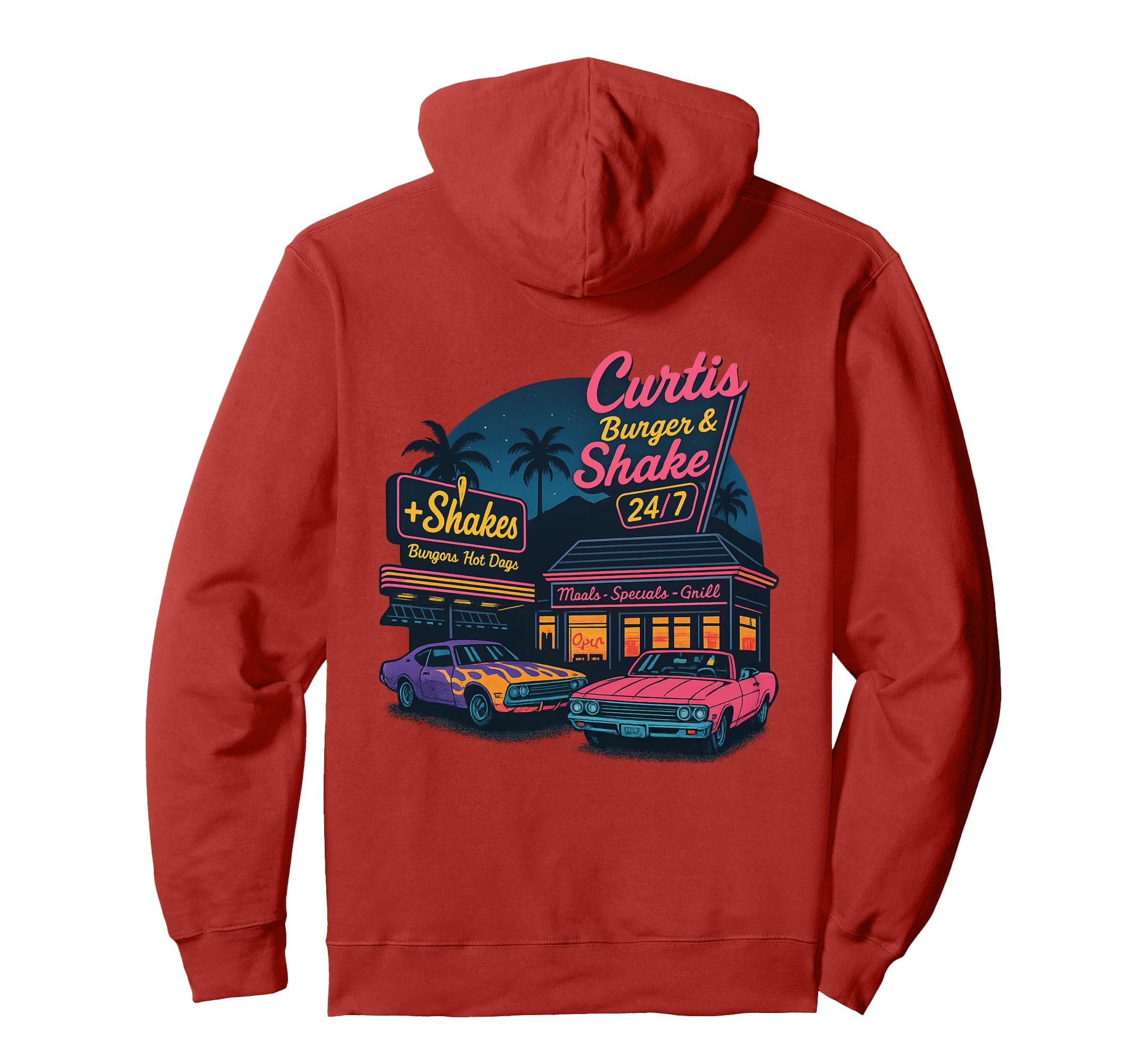 Curtis Burger And Shake Diner Night Back Hoodie - Graphic Print Unisex - T-Shirt, Sweatshirt, Hoodie