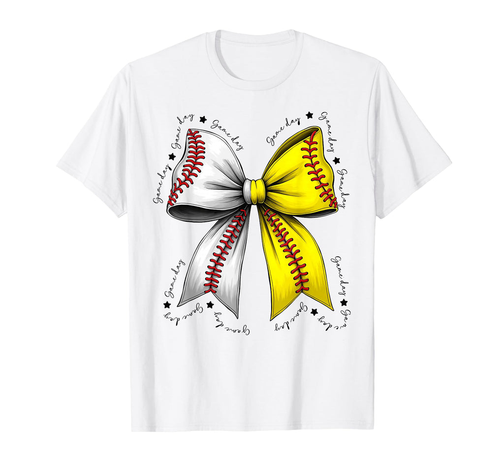 Baseball Softball Bow Coquette T-Shirt - Aesthetic Graphic for Adults - T-Shirt, Sweatshirt, Hoodie