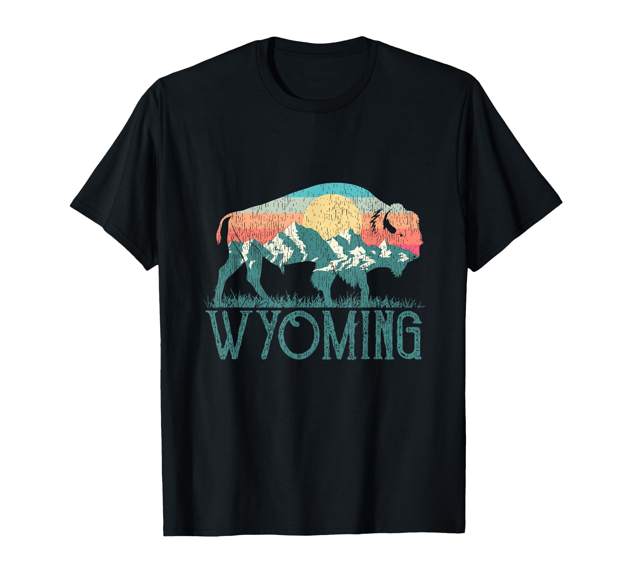 Bison Buffalo Mountains Wy Wyoming T-Shirt - Streetwear Style for Adults - T-Shirt, Sweatshirt, Hoodie