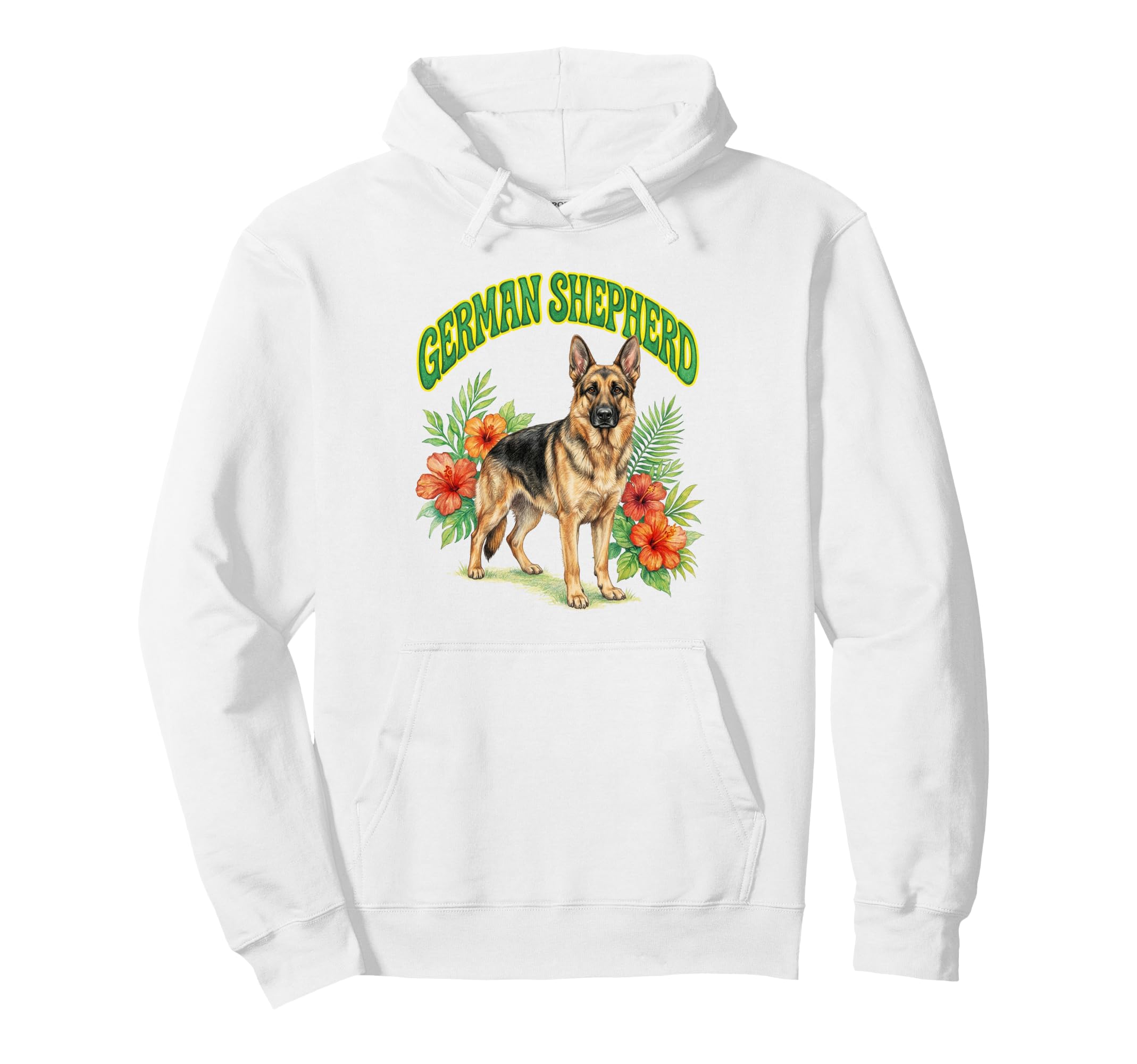 German Shepherd Dog Lover Groovy Floral Hoodie - Unique Graphic Men Women - T-Shirt, Sweatshirt, Hoodie