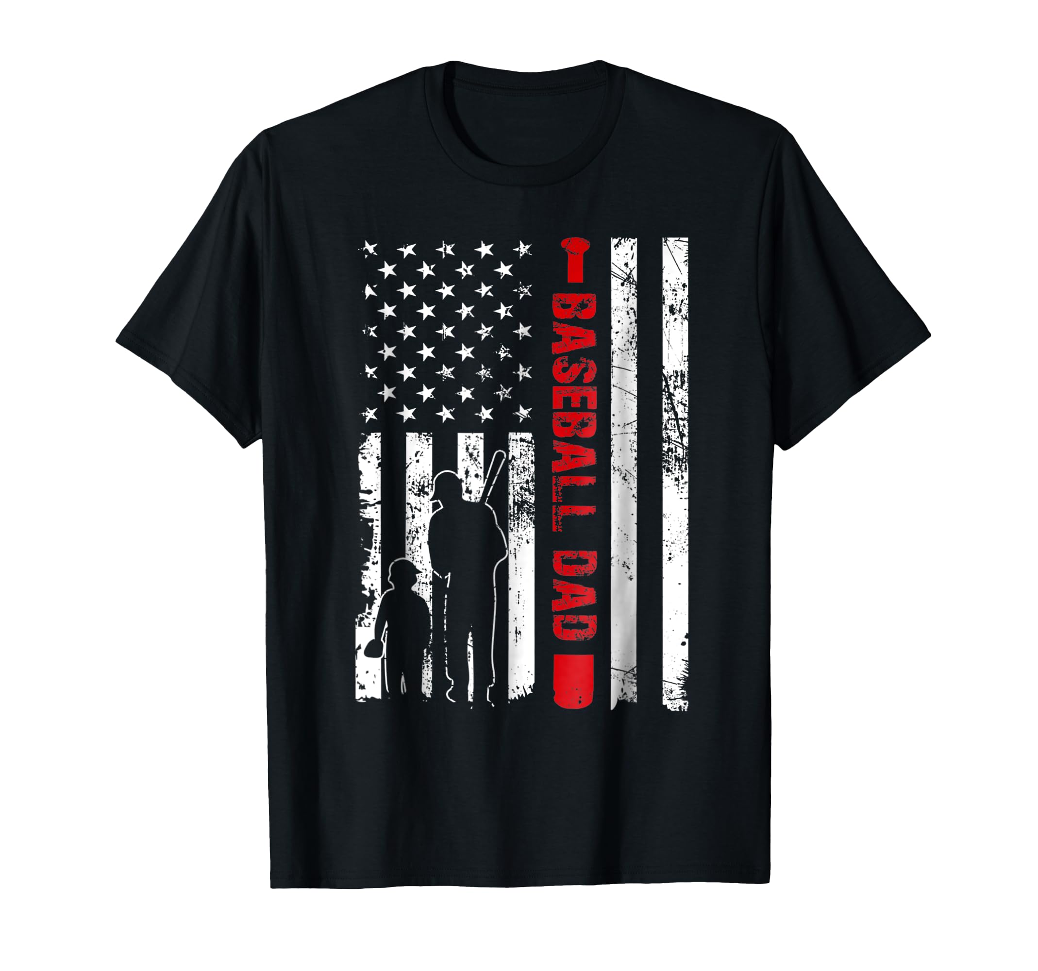 Proud Baseball Dad American Flag T-Shirt - Casual Everyday Wear Unisex - T-Shirt, Sweatshirt, Hoodie