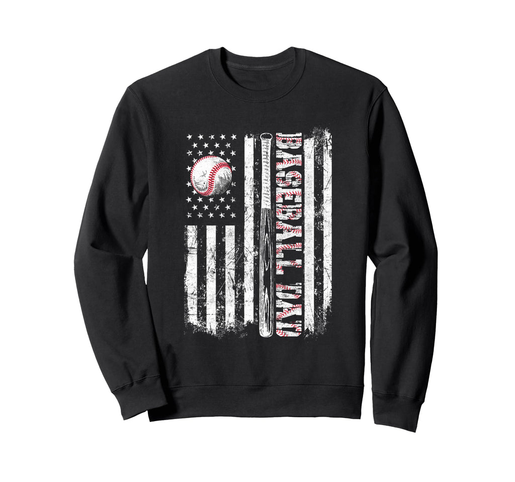 Baseball Dad American Flag Patriotic Sweatshirt - Streetwear Style Unisex - T-Shirt, Sweatshirt, Hoodie