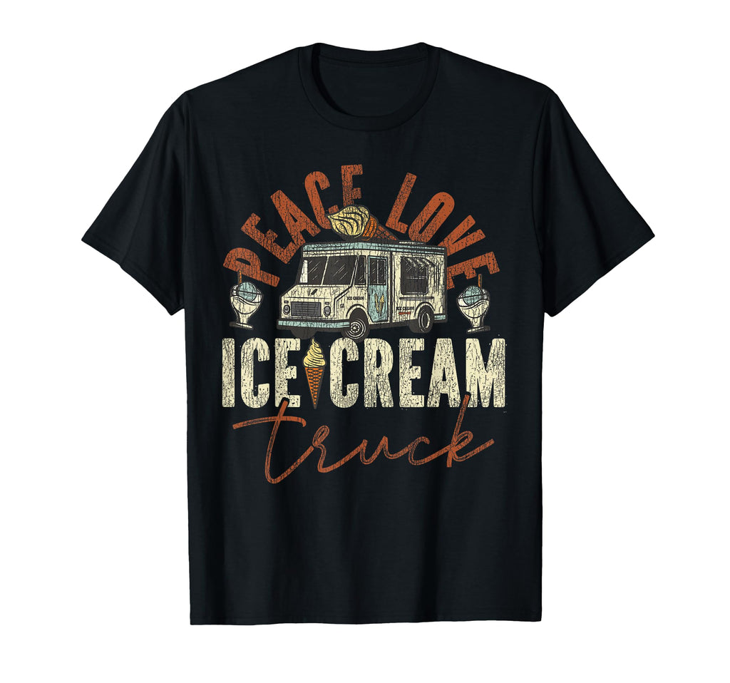 Ice Cream Ice Cream Truck Van Cone Peace T-Shirt - Unique Graphic Unisex - T-Shirt, Sweatshirt, Hoodie