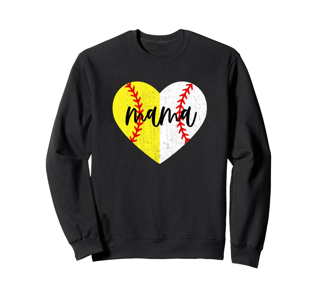 Heart Mom Softball Baseball Mama Sweatshirt - Minimalist Print Men Women - T-Shirt, Sweatshirt, Hoodie
