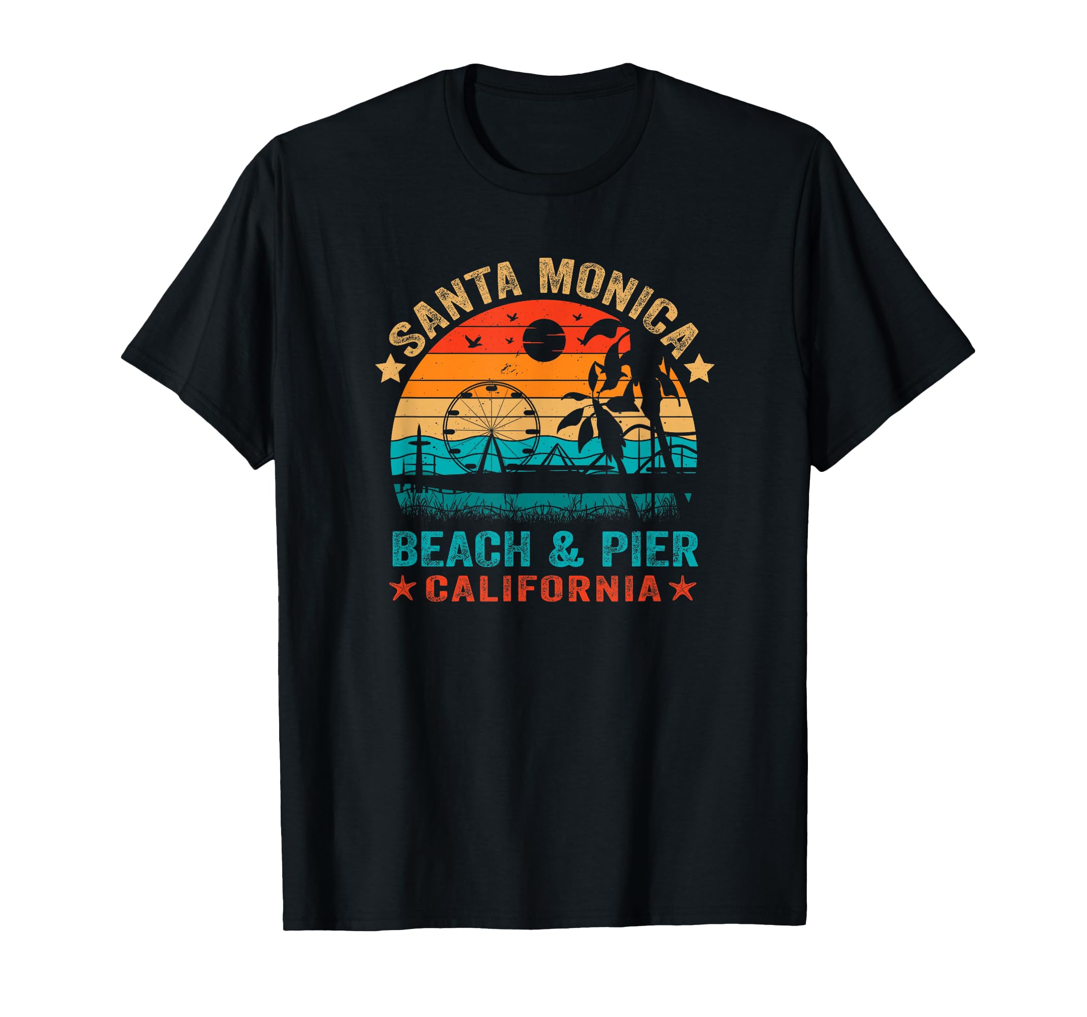 Santa Monica California Usa Beach Pier T-Shirt - Graphic Print for Adults - T-Shirt, Sweatshirt, Hoodie