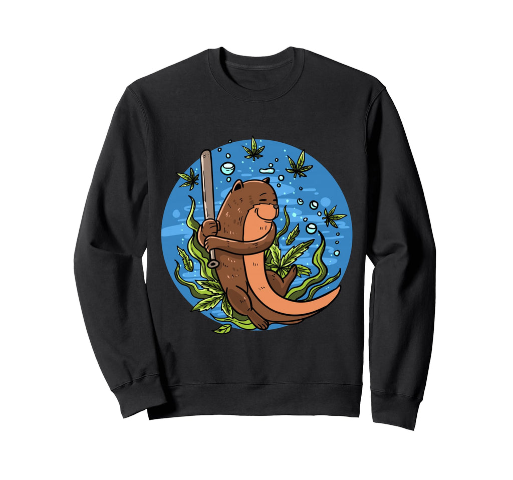Otter Baseball Weed Funny Sea Sweatshirt - Custom Art Print for Adults - T-Shirt, Sweatshirt, Hoodie