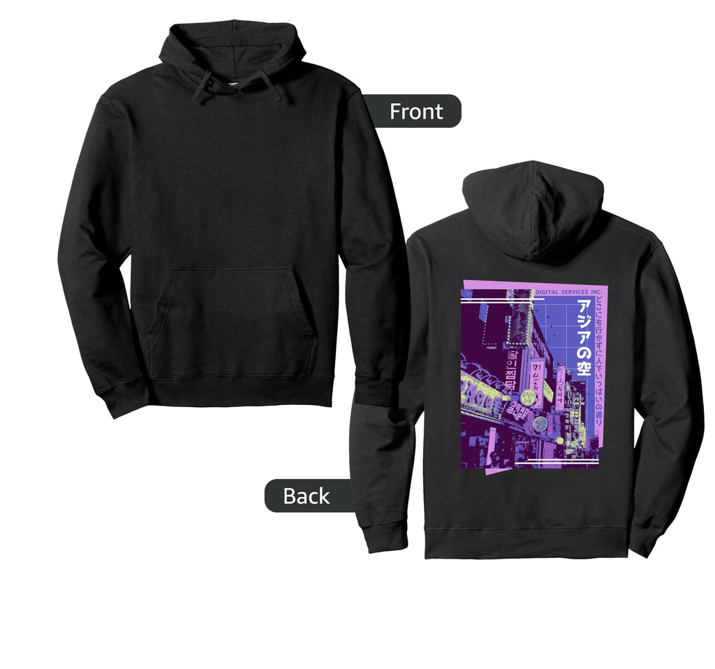 Japanese City Dark Aesthetic Vaporwave Hoodie - Novelty Apparel for Adults - T-Shirt, Sweatshirt, Hoodie