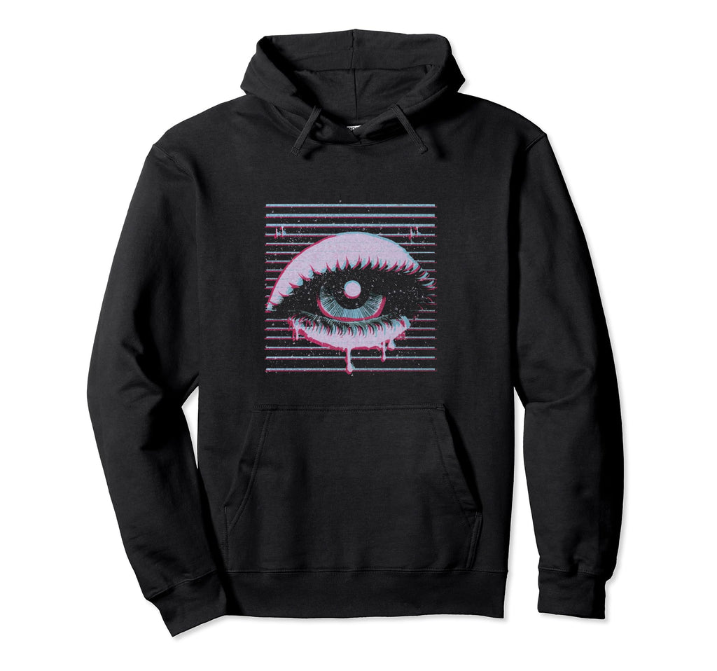 Synthwave Vaporwave Aesthetic Sad Eye Hoodie - Streetwear Style Men Women - T-Shirt, Sweatshirt, Hoodie