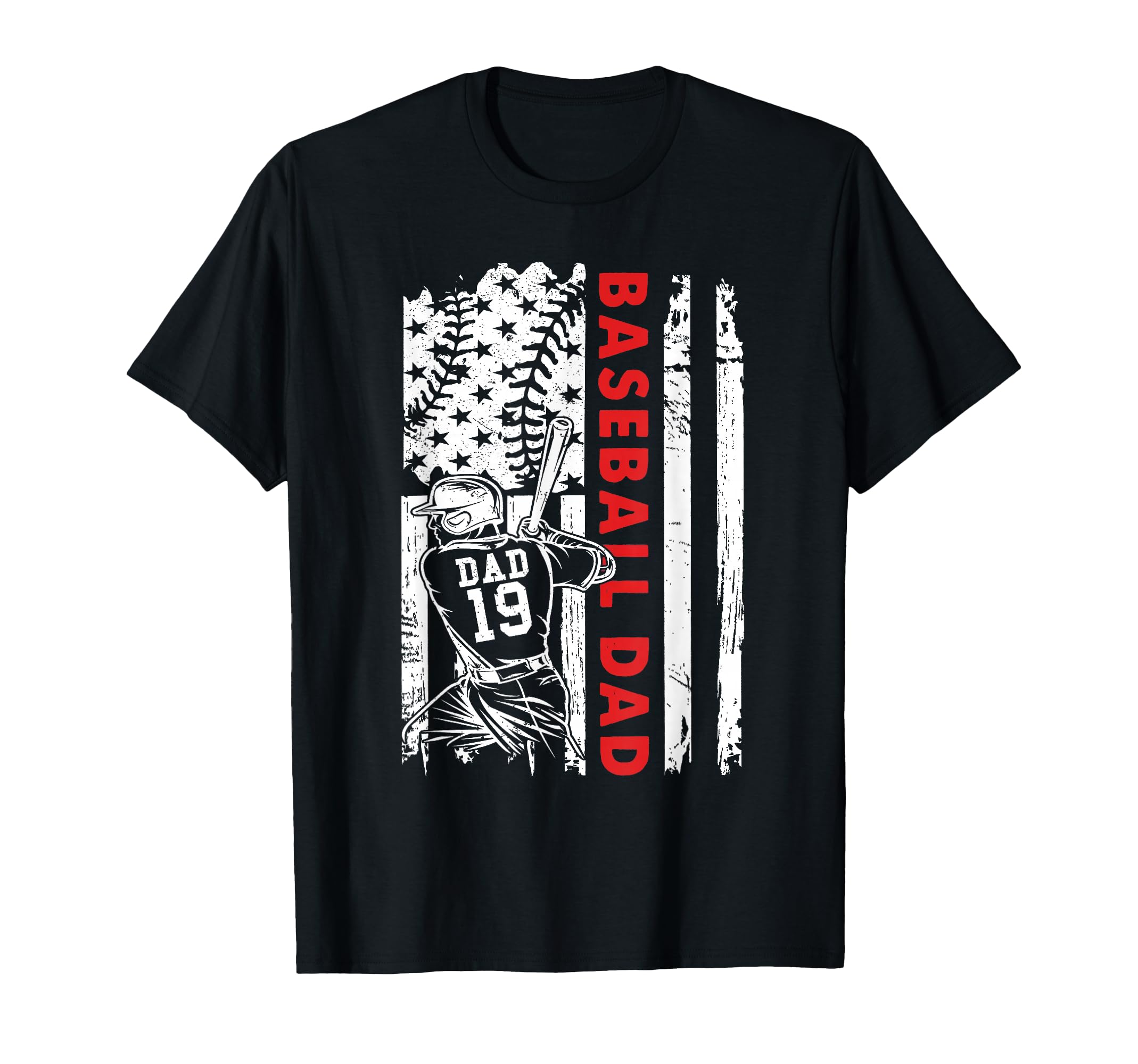 Baseball Dad American Flag Best Dad T-Shirt - Custom Art Print for Adults - T-Shirt, Sweatshirt, Hoodie