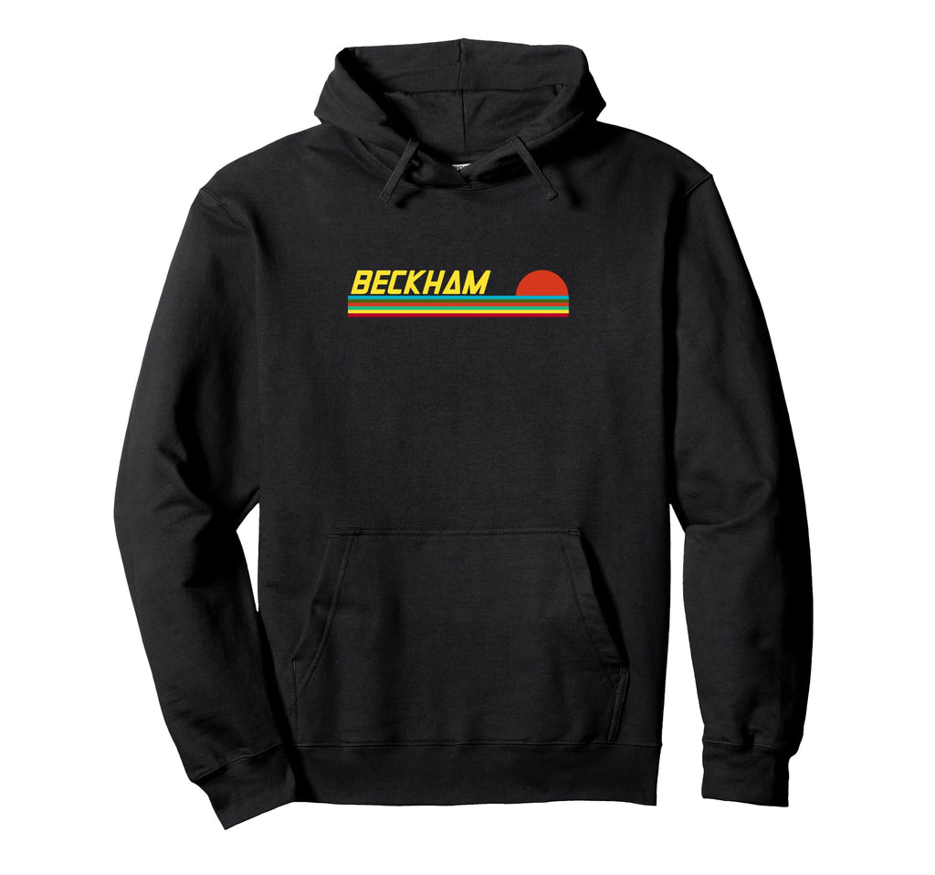 Beckham First Name Logo Sunset Surfer Hoodie - Trendy Graphic Men Women - T-Shirt, Sweatshirt, Hoodie