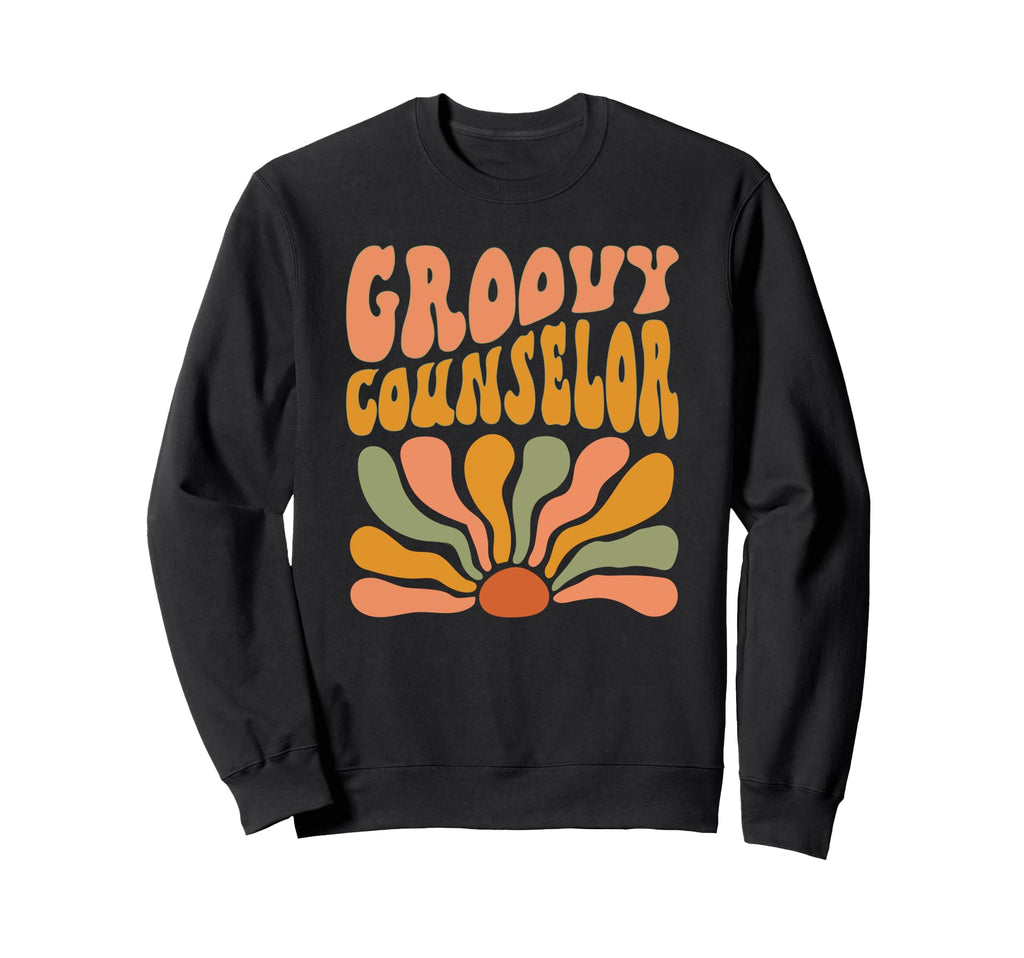 Groovy Counselor Flowers Mothers Sweatshirt - Minimalist Print Men Women - T-Shirt, Sweatshirt, Hoodie