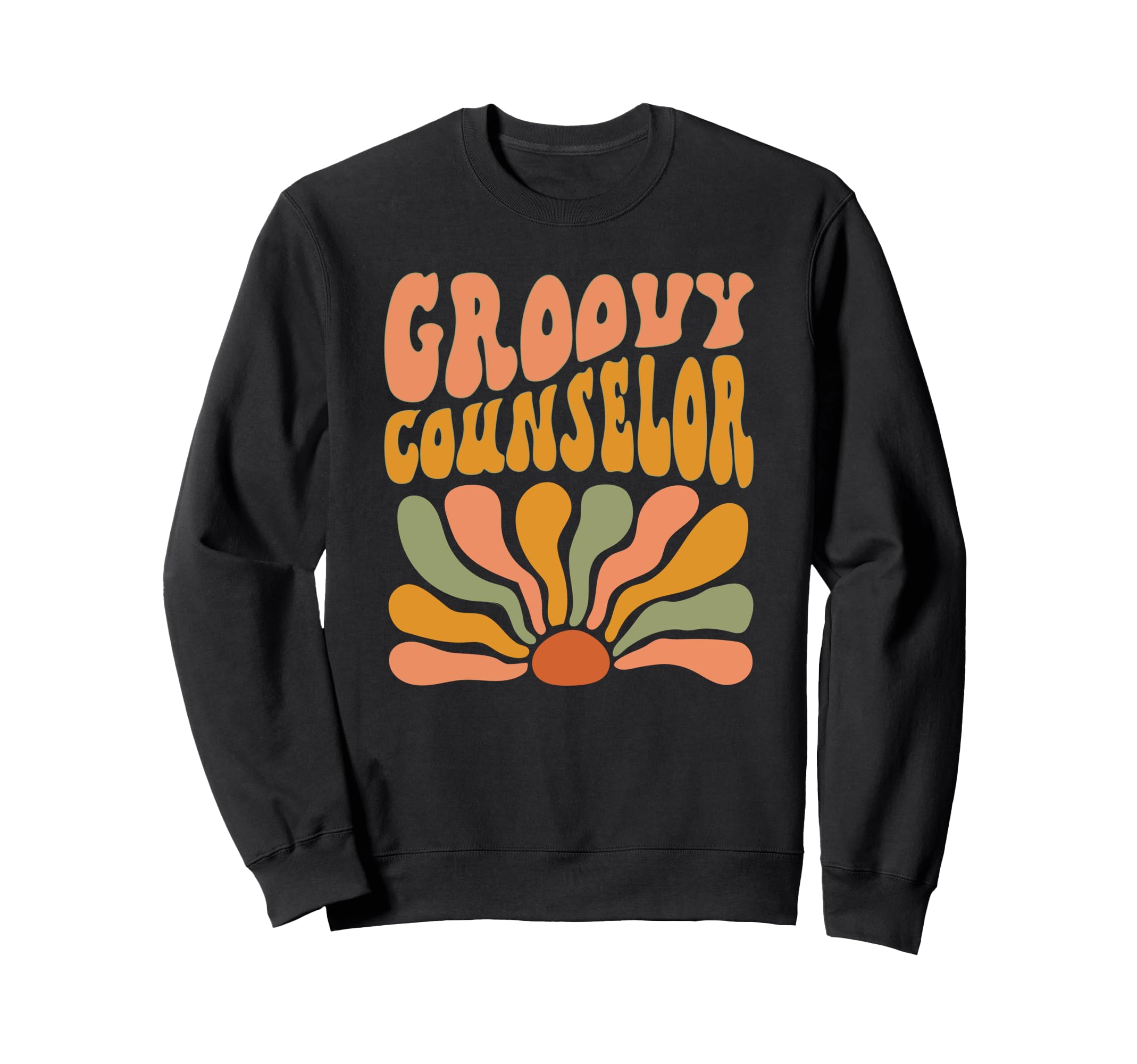 Groovy Counselor Flowers Mothers Sweatshirt - Minimalist Print Men Women - T-Shirt, Sweatshirt, Hoodie