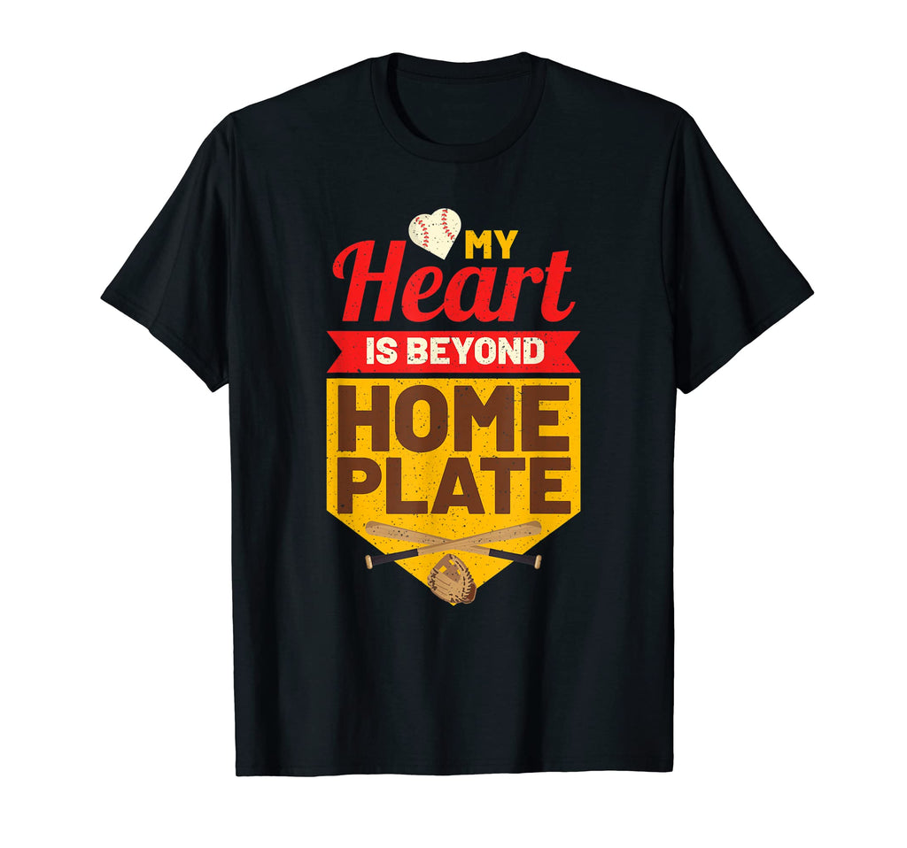 Baseball Mom My Heart Is Behind T-Shirt - Casual Everyday Wear for Adults - T-Shirt, Sweatshirt, Hoodie
