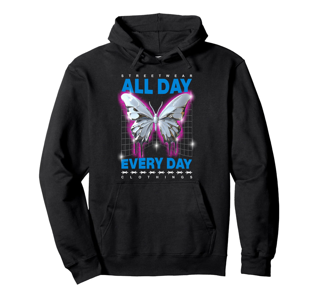Y2K Butterfly Bold Urban Graffiti Hoodie - Fun Novelty Design for Adults - T-Shirt, Sweatshirt, Hoodie
