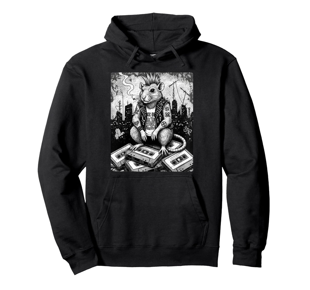 Grunge Rock Smoking Punk Rat Tattoos Hoodie - Casual Everyday Wear Unisex - T-Shirt, Sweatshirt, Hoodie