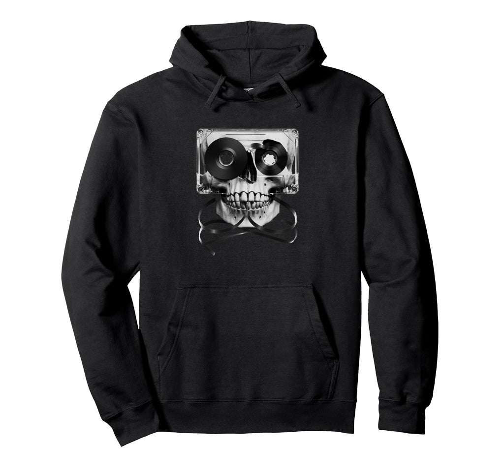 Cassette Tape Skull And Crossbones Hoodie - Aesthetic Graphic for Adults - T-Shirt, Sweatshirt, Hoodie