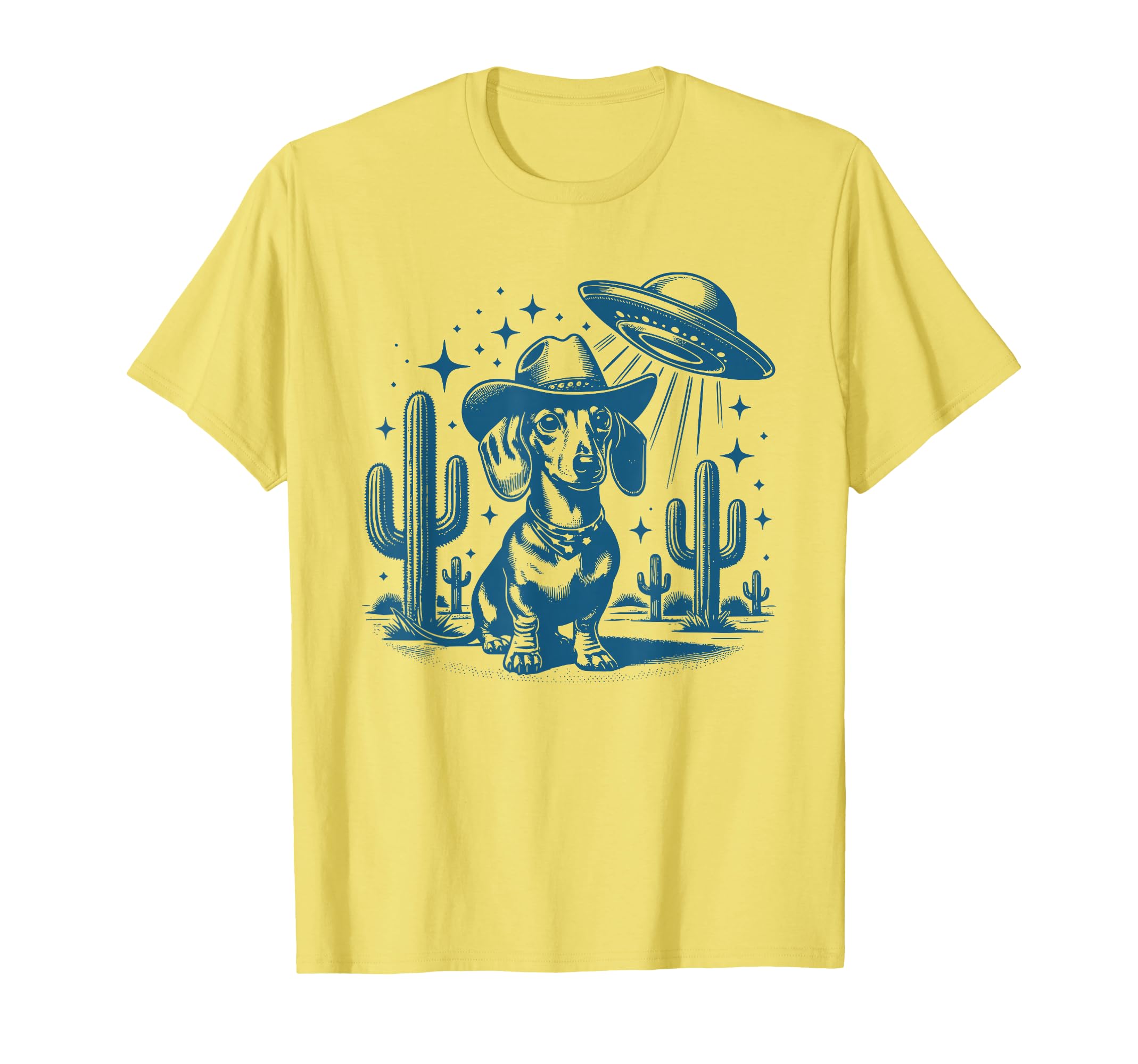 Dachshund Ufo Dachshund Cowboy T-Shirt - Casual Everyday Wear Men Women - T-Shirt, Sweatshirt, Hoodie