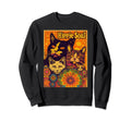 Cat Funny 60S 70S Hippie Flowers Sweatshirt - Minimalist Print Unisex - T-Shirt, Sweatshirt, Hoodie