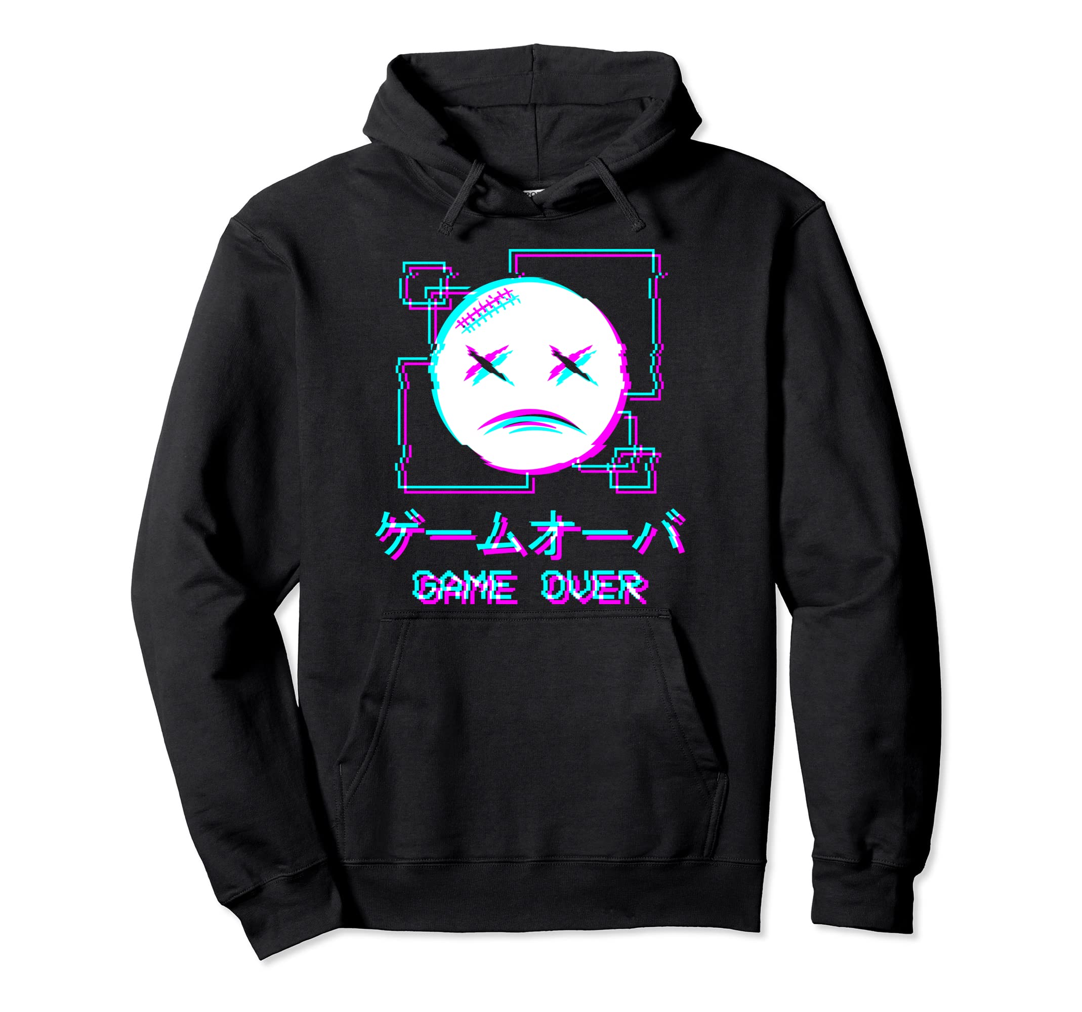 Vaporwave Aesthetic Sad Face Japanese Hoodie - Trendy Graphic Men Women - T-Shirt, Sweatshirt, Hoodie