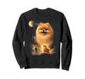 Pomeranian Howling To Moon Sweatshirt - Casual Everyday Wear for Adults - T-Shirt, Sweatshirt, Hoodie