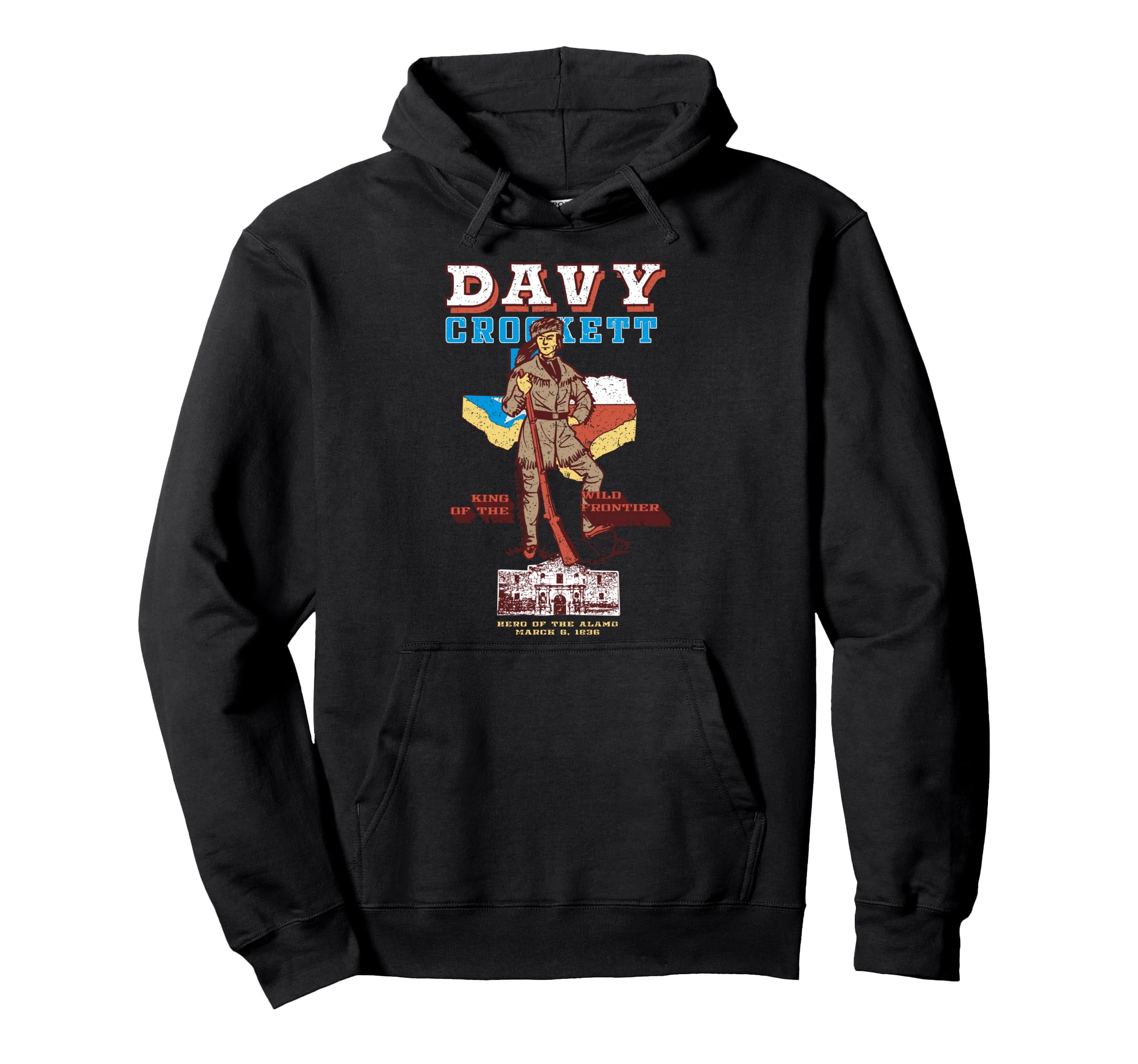 Davy Crockett Texas Alamo Cowboy Hoodie - Custom Art Print Men Women - T-Shirt, Sweatshirt, Hoodie