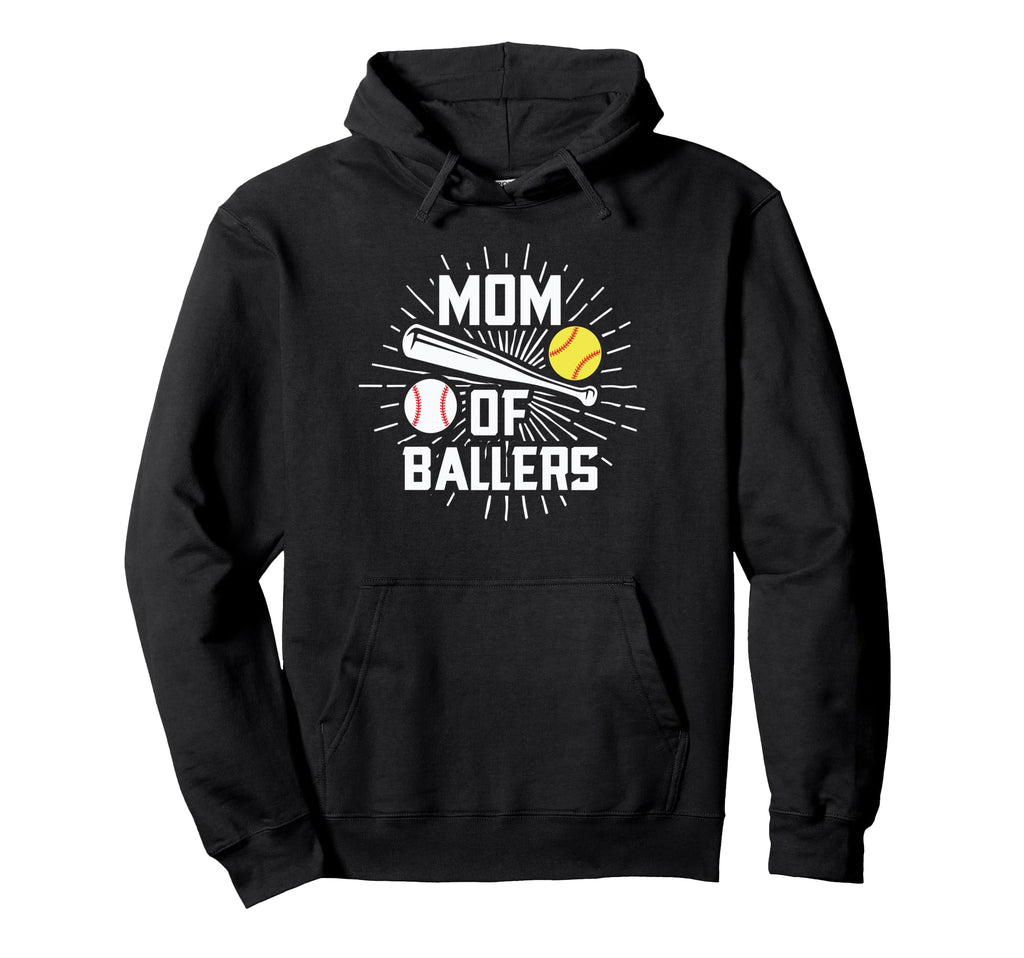 Mom Ballers Messy Bun Baseball Hoodie - Streetwear Style Men Women - T-Shirt, Sweatshirt, Hoodie